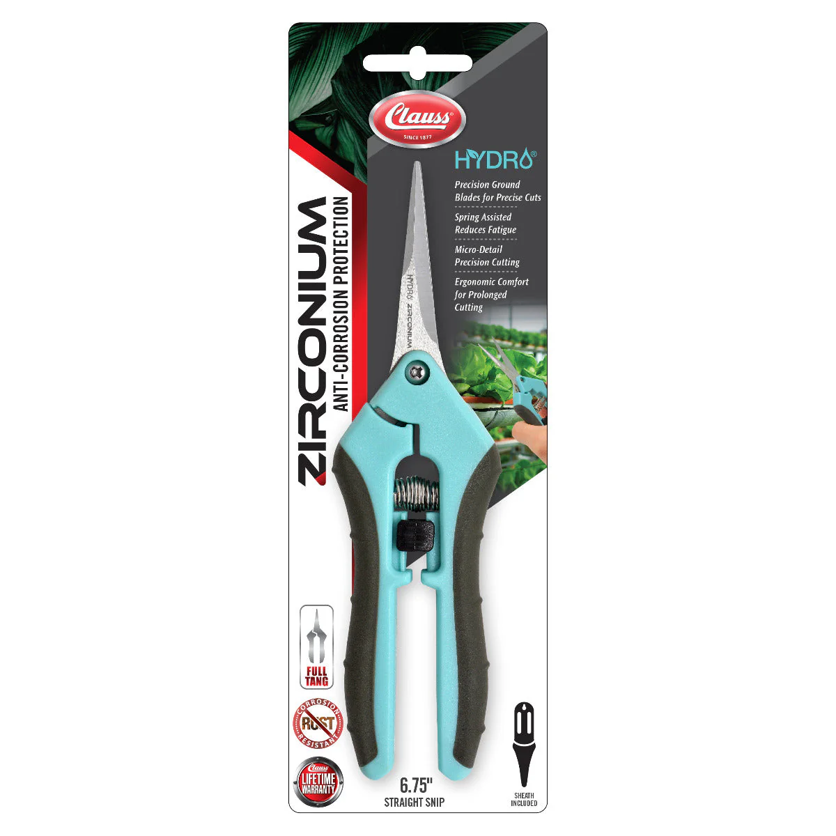 Clauss 6.75” Hydro Straight Titanium Bonded Non-Stick Spring-Assist Snips, Blue - Image 5