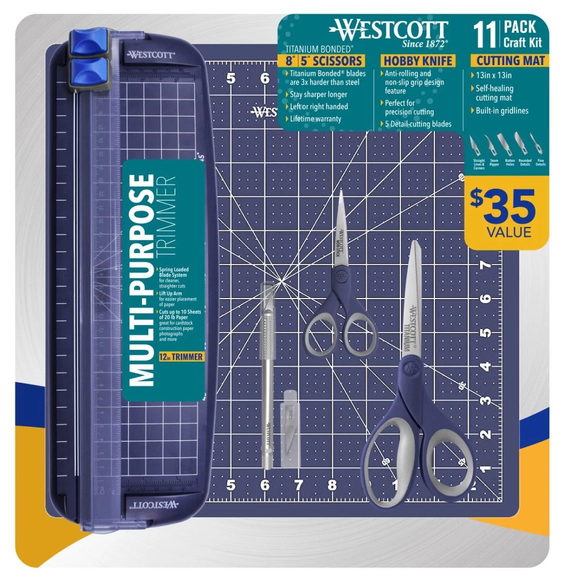 Westcott 11-Piece Craft Kit, Navy (17726)