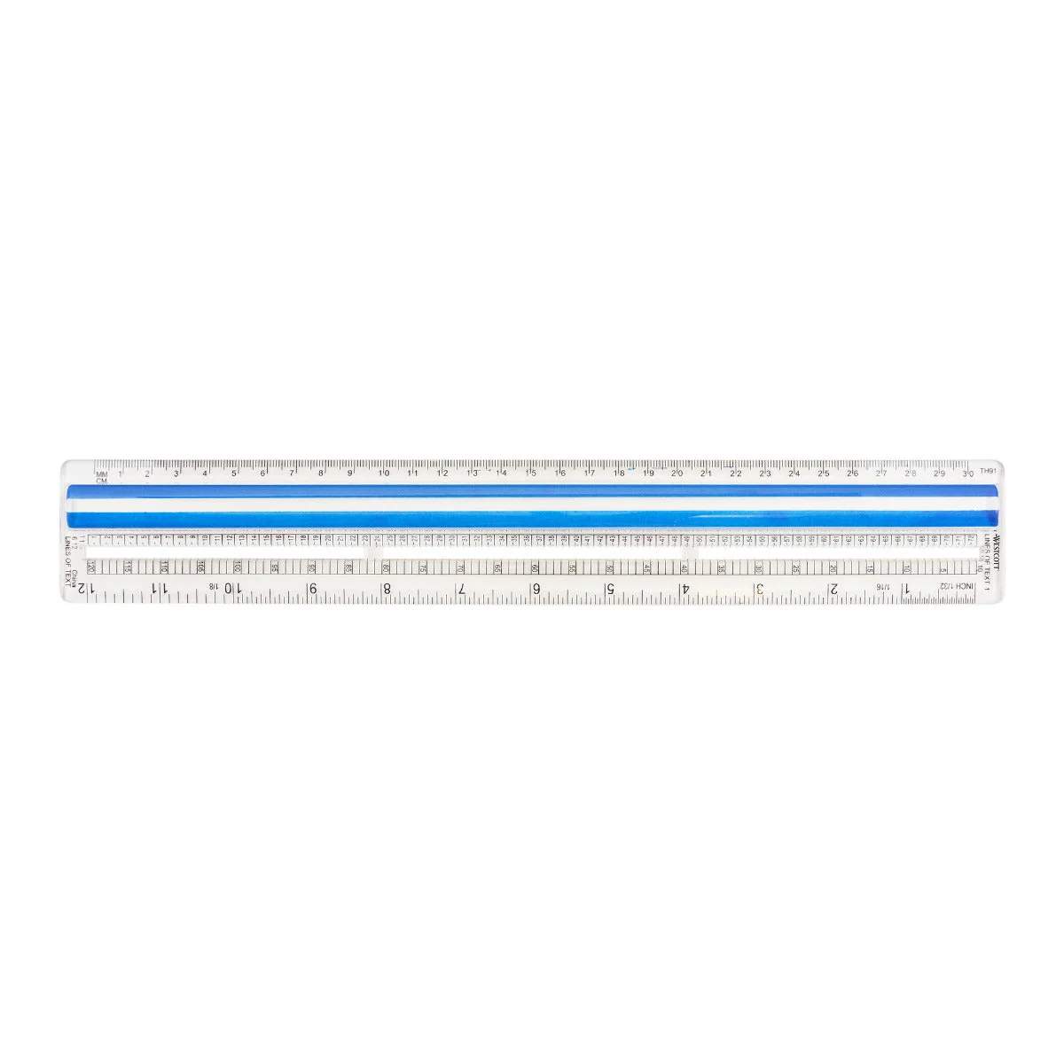 Westcott 12" Data Processing Magnifying Ruler, Clear (14125) - Image 3