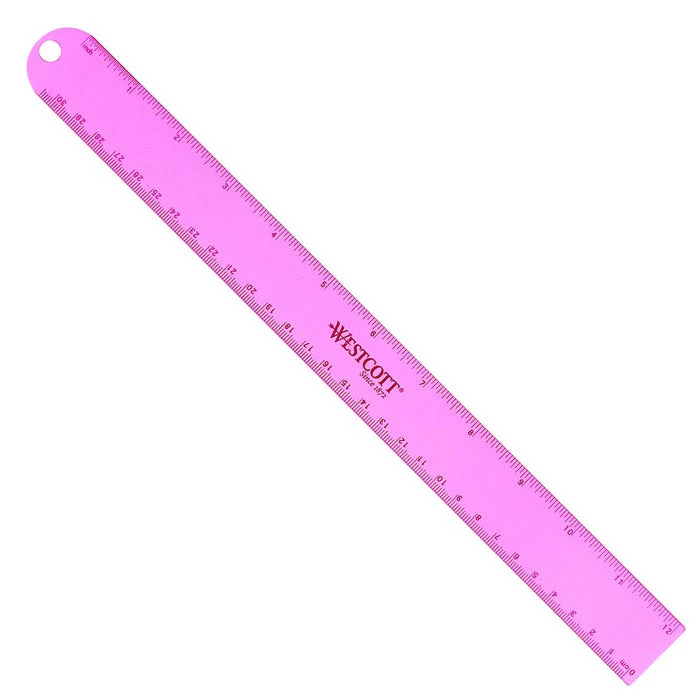 Westcott 12" English and Metric Anodized Aluminum Ruler, Assorted Colors (14174) - Image 3
