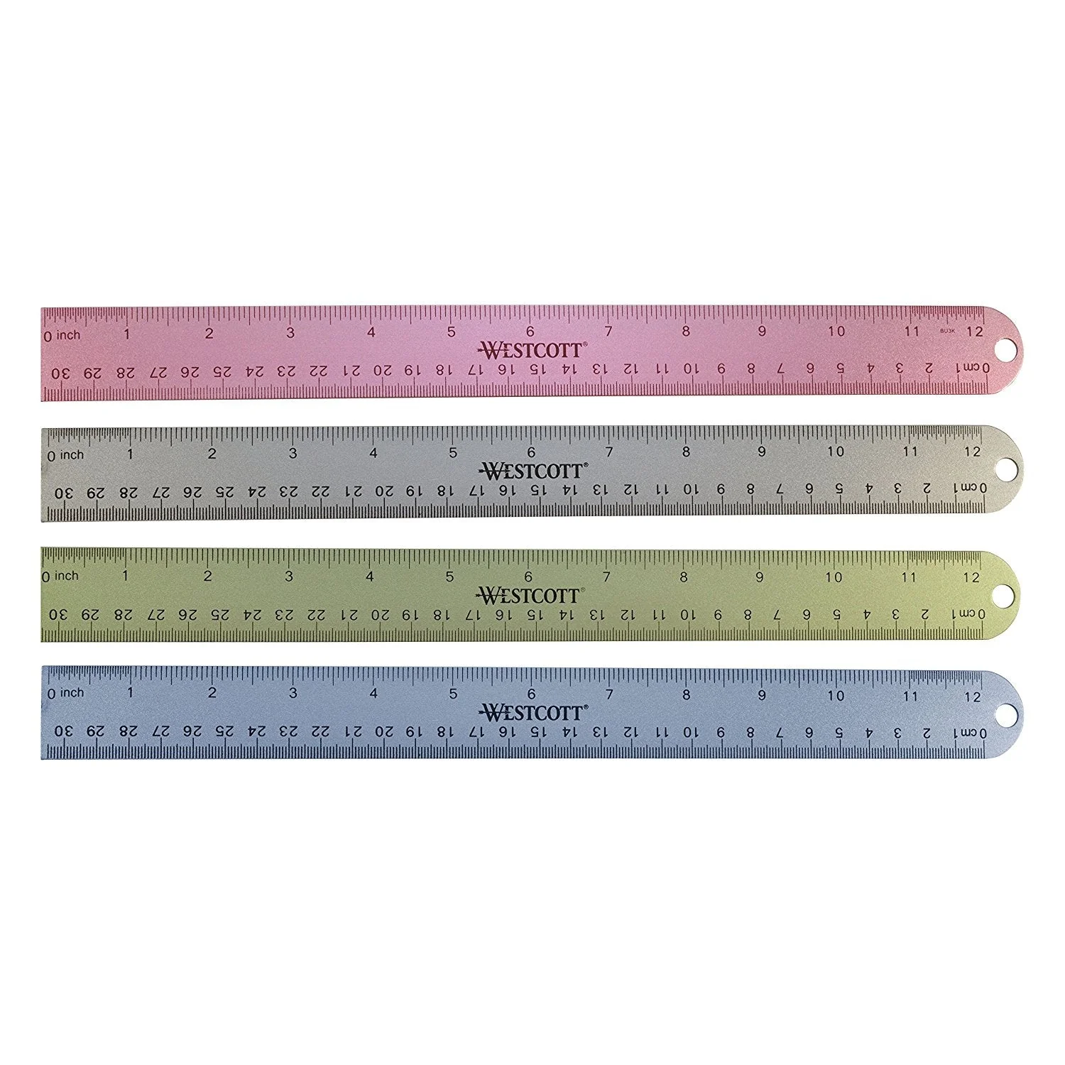 Westcott 12" English and Metric Anodized Aluminum Ruler, Assorted Colors (14174) - Image 6