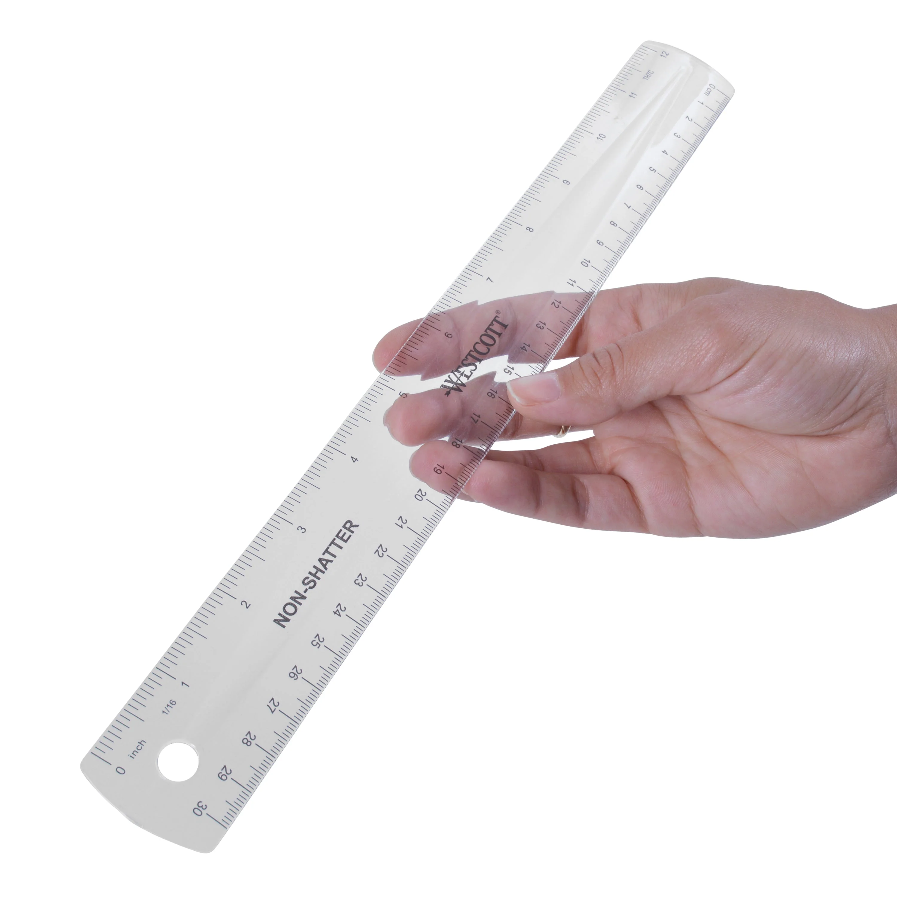 Westcott 12" English and Metric Shatterproof Ruler, Clear (45011) - Image 3
