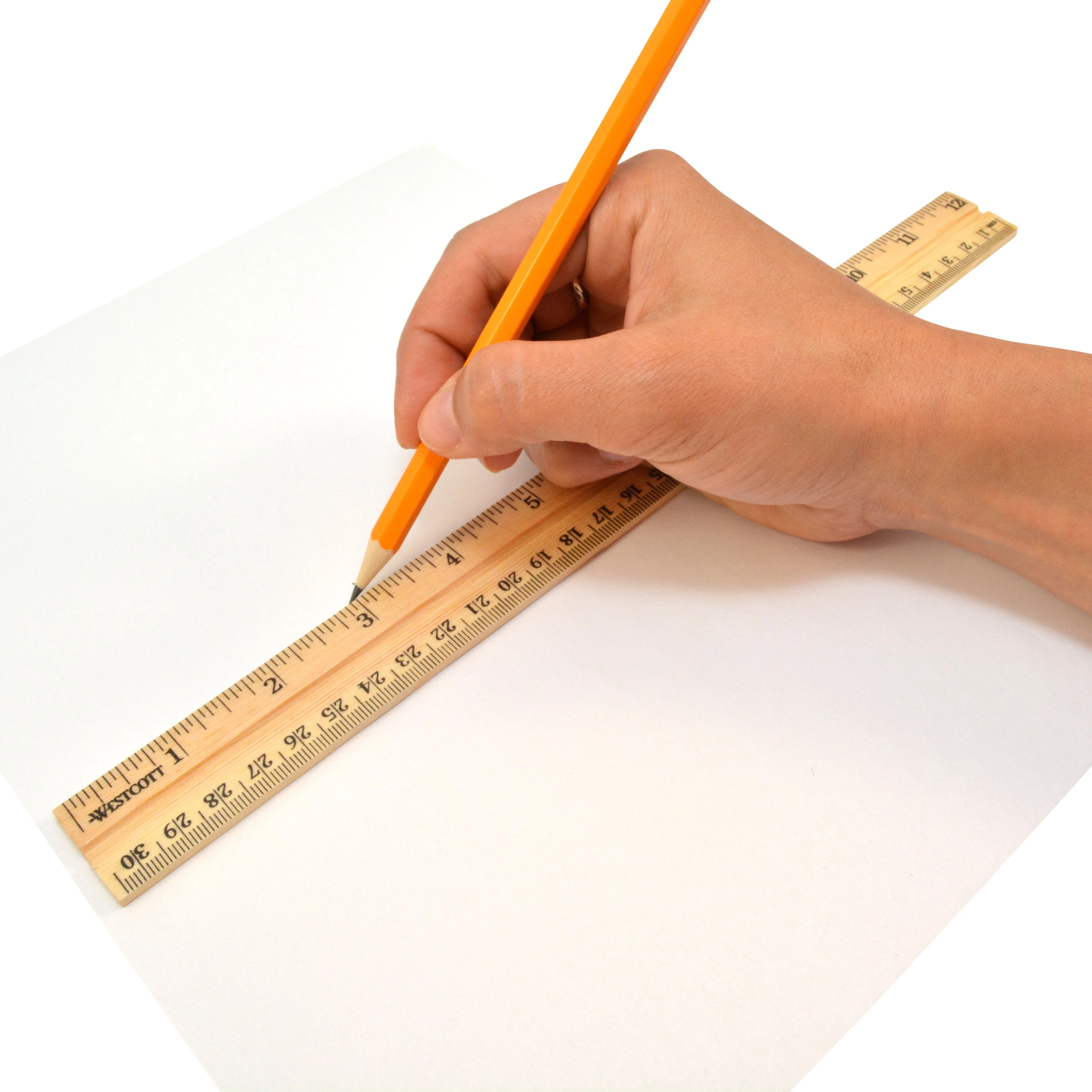 Westcott 12" Wood Ruler Measuring Metric and 1/16" Scale With Single Metal Edge (10377) - Image 4