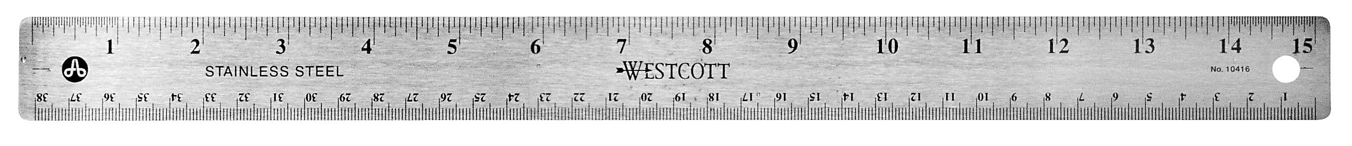 Westcott 15" Stainless Steel Office Ruler With Non Slip Cork Base (10416) - Image 3