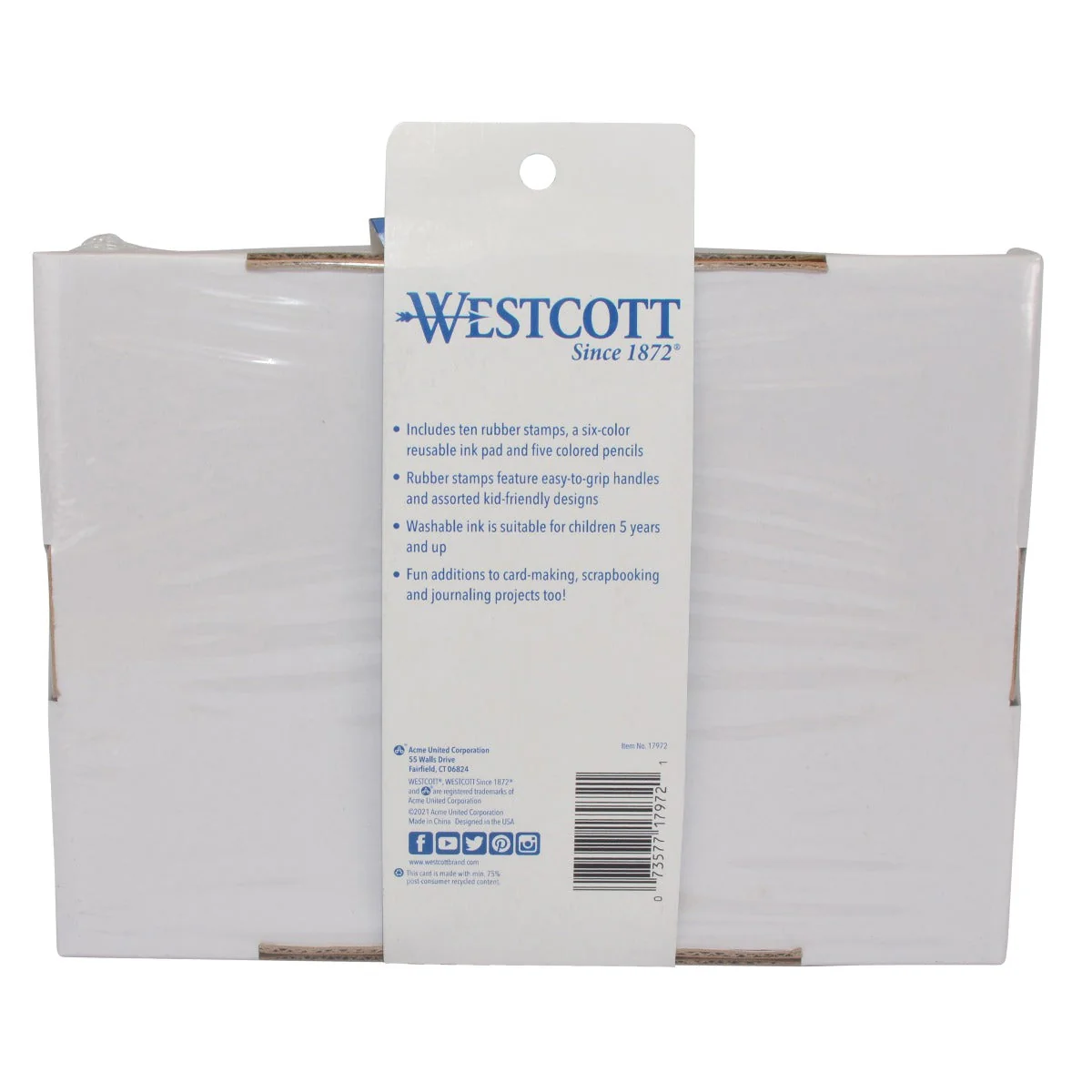 Westcott 16-Piece Stamp Set, Includes 10 Stamps, Colored Pencils and Multi-Color Ink Pad (17972) - Image 3