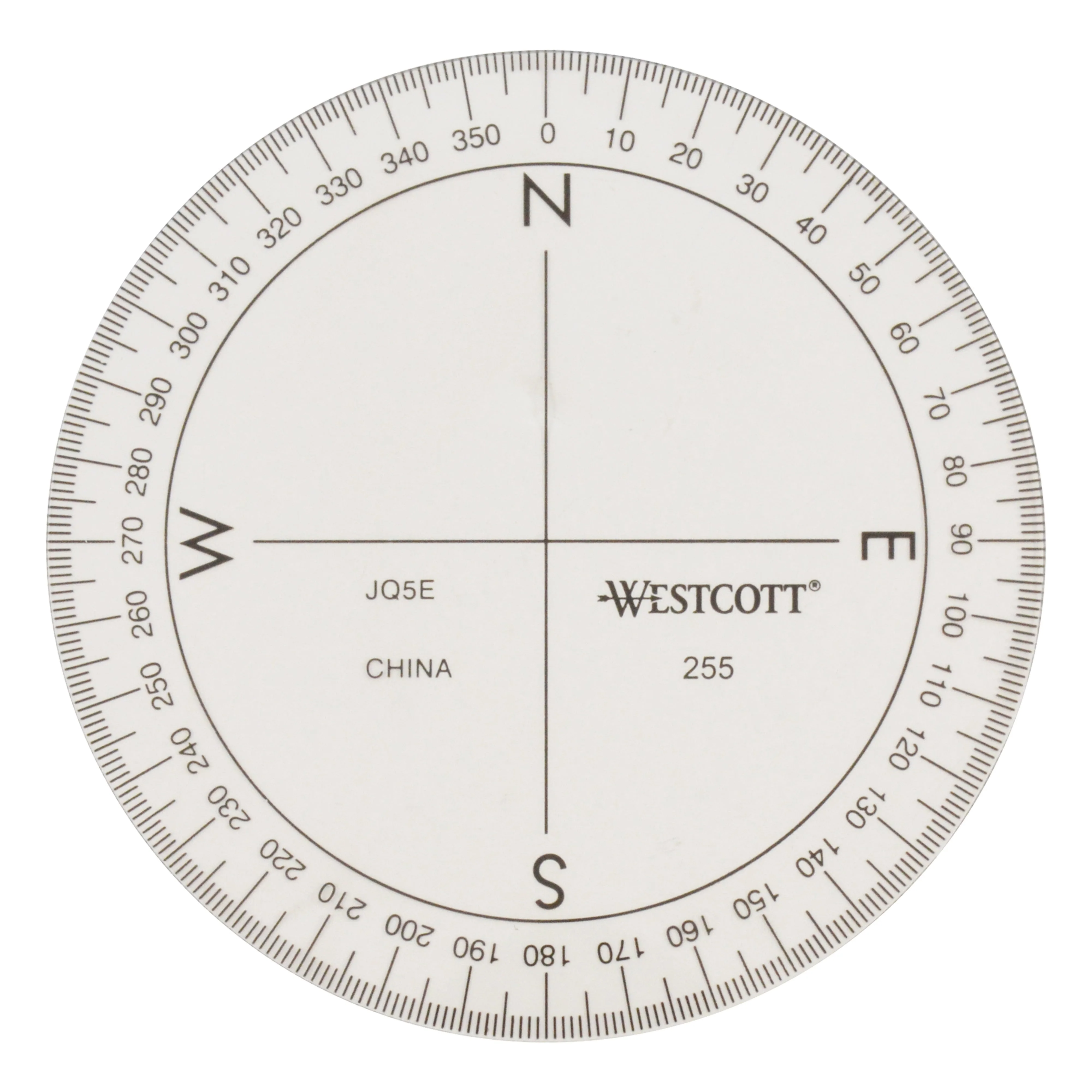 Westcott 3 1/2" 360 Degree Compass Protractor, Transparent (255)
