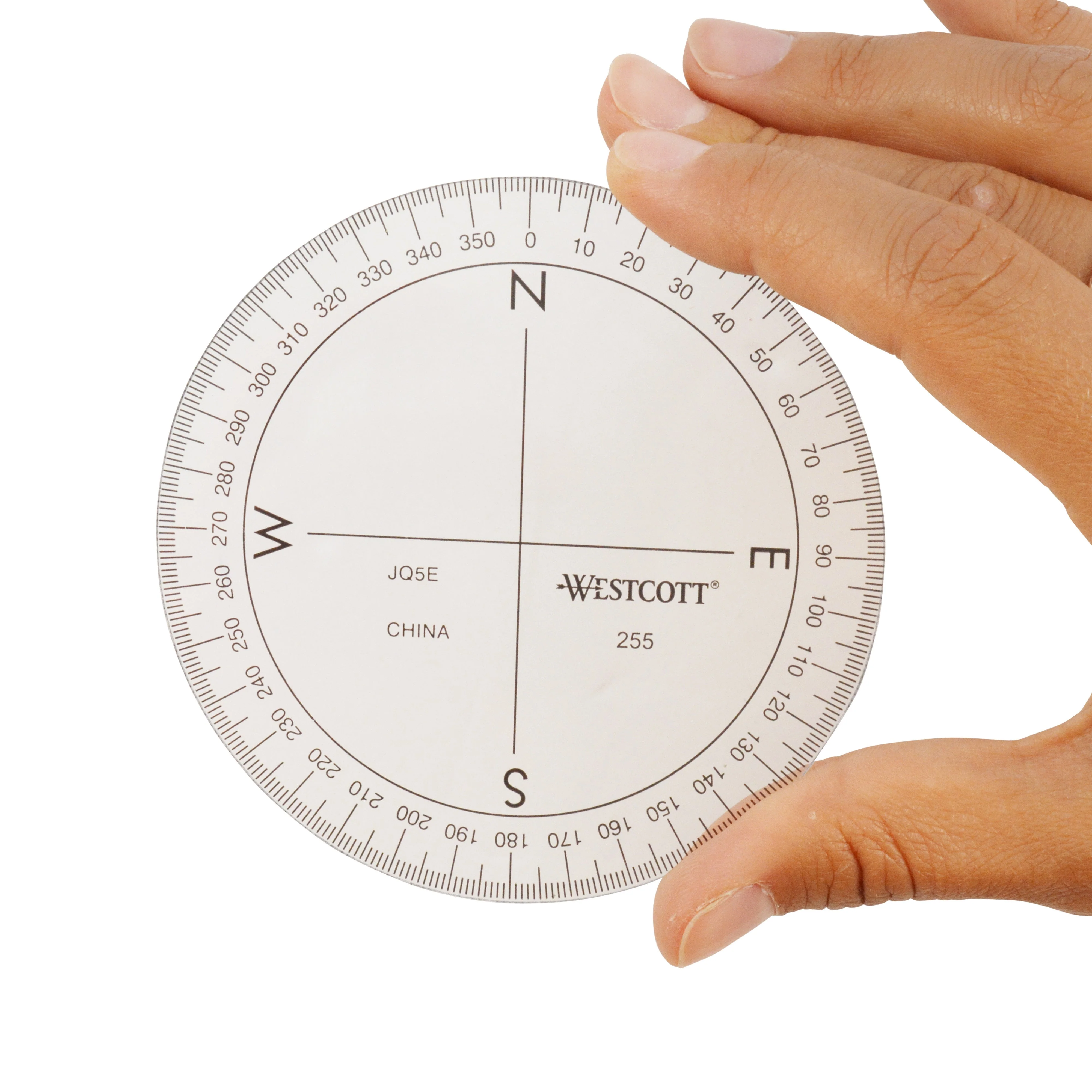 Westcott 3 1/2" 360 Degree Compass Protractor, Transparent (255) - Image 2
