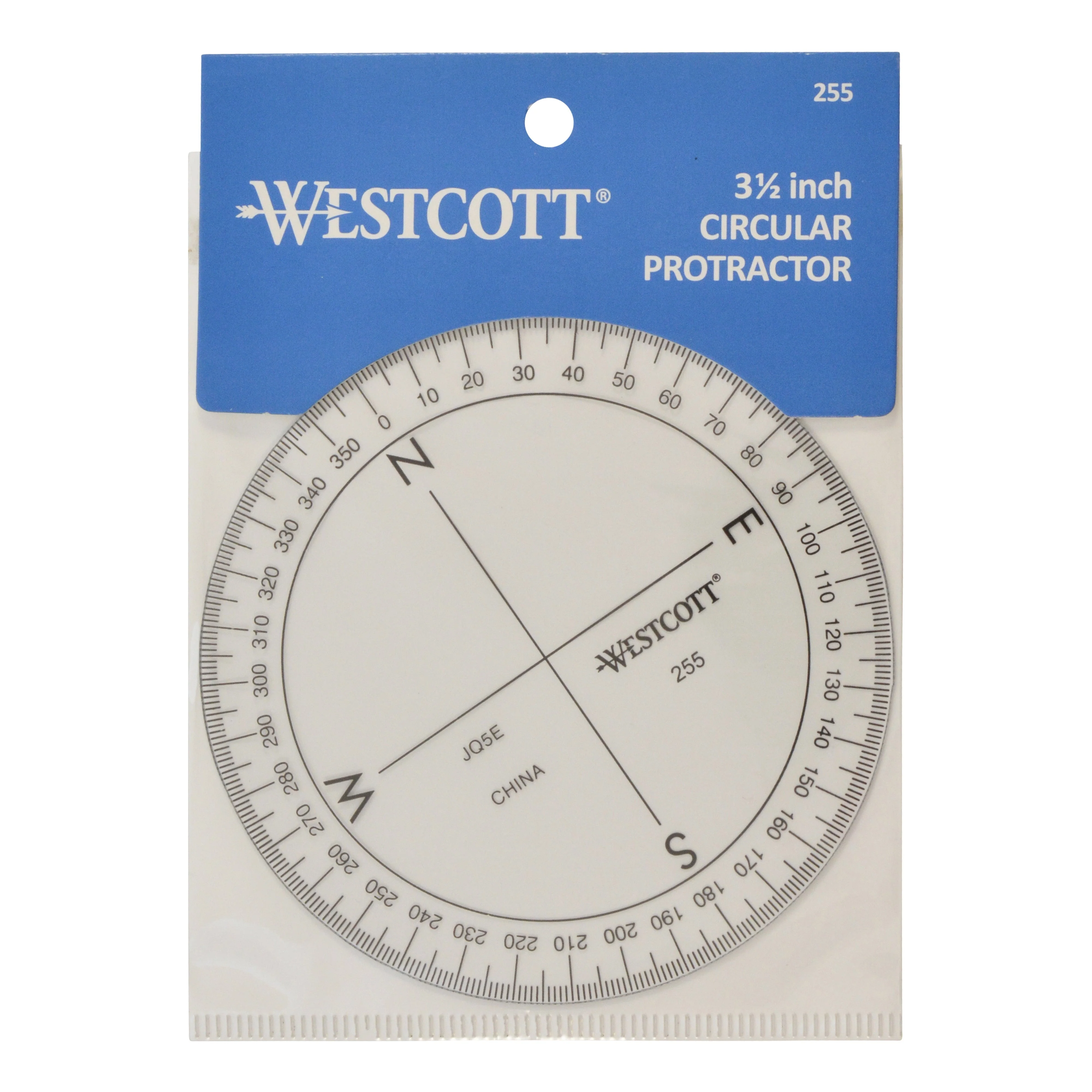 Westcott 3 1/2" 360 Degree Compass Protractor, Transparent (255) - Image 3
