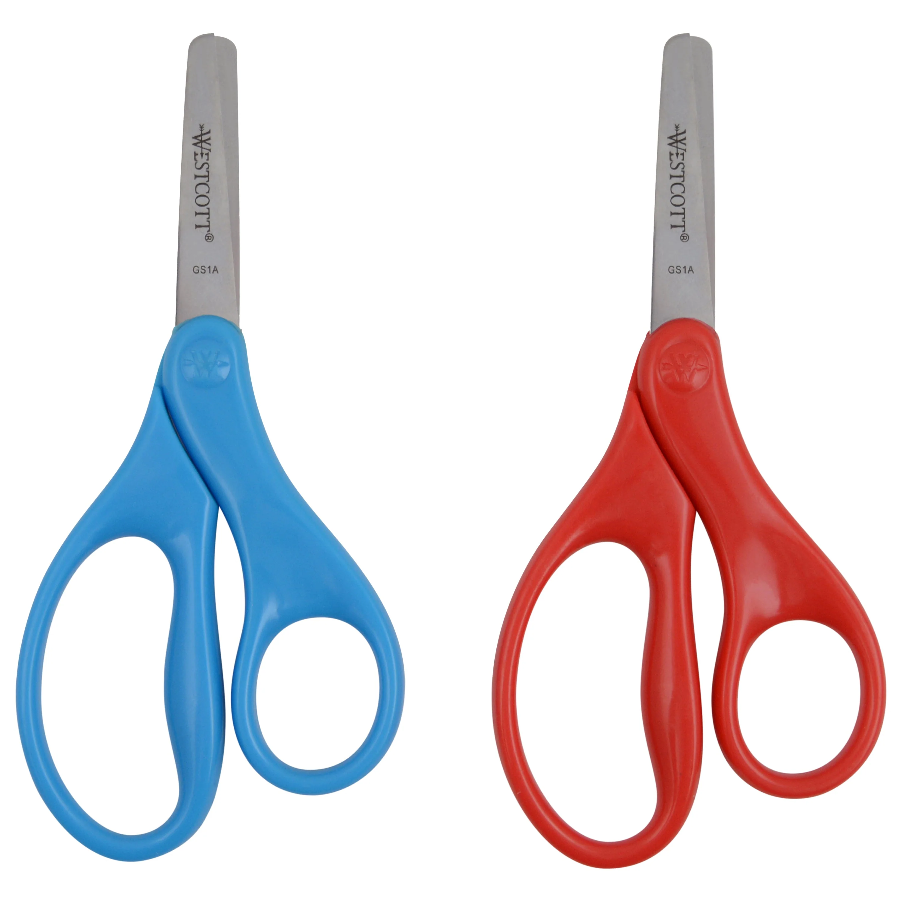 Westcott 5" Blunt-Tip Scissors for Kids Ages 4-7 - Scissors for School or Crafting - Back to School Supplies - Red, Blue (17301-PARENT) - Image 2