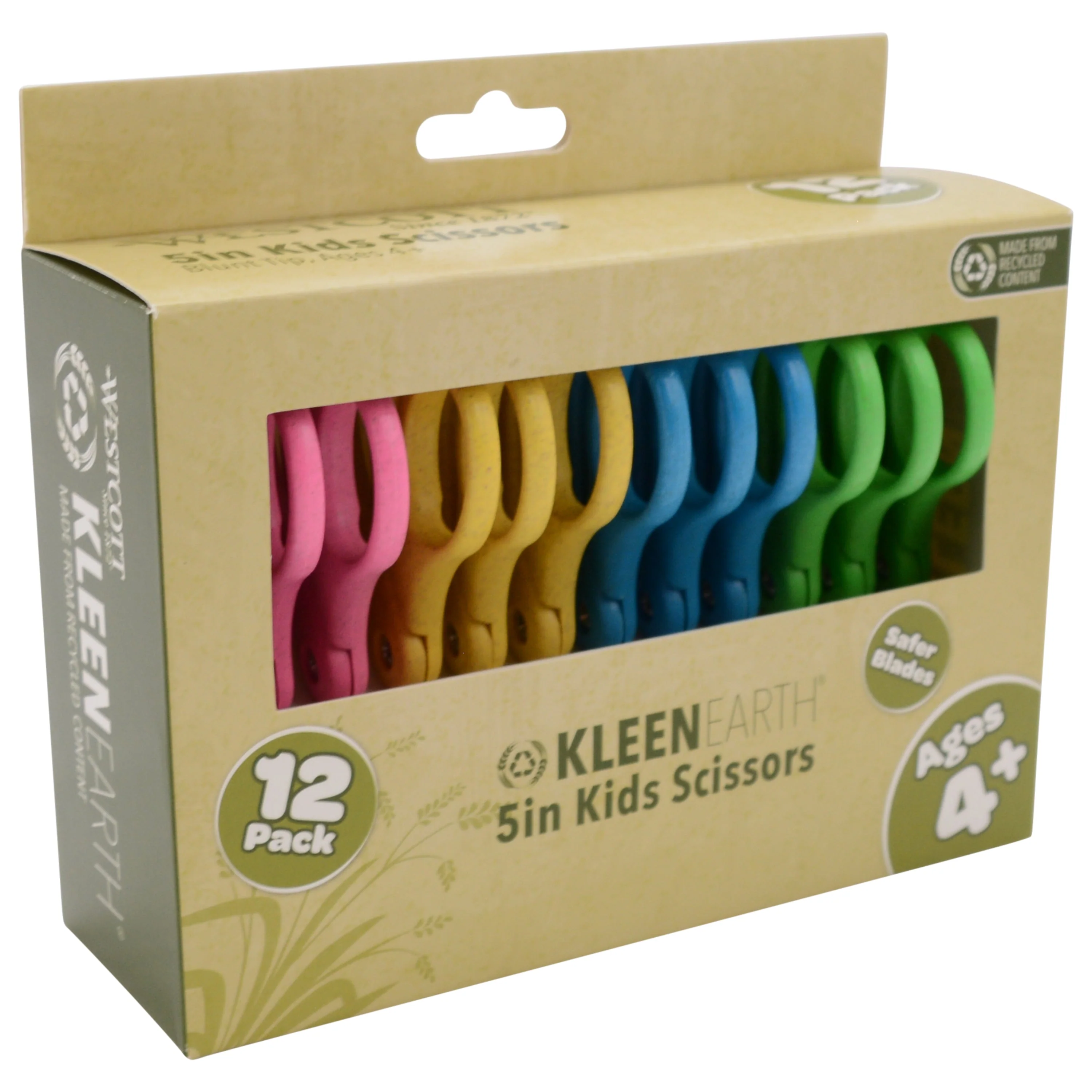 Westcott 5" KleenEarth Scissors 12-Pack, for Kids Ages 4+, Recycled Scissors for School and Craft Projects (00850-PARENT) - Image 8