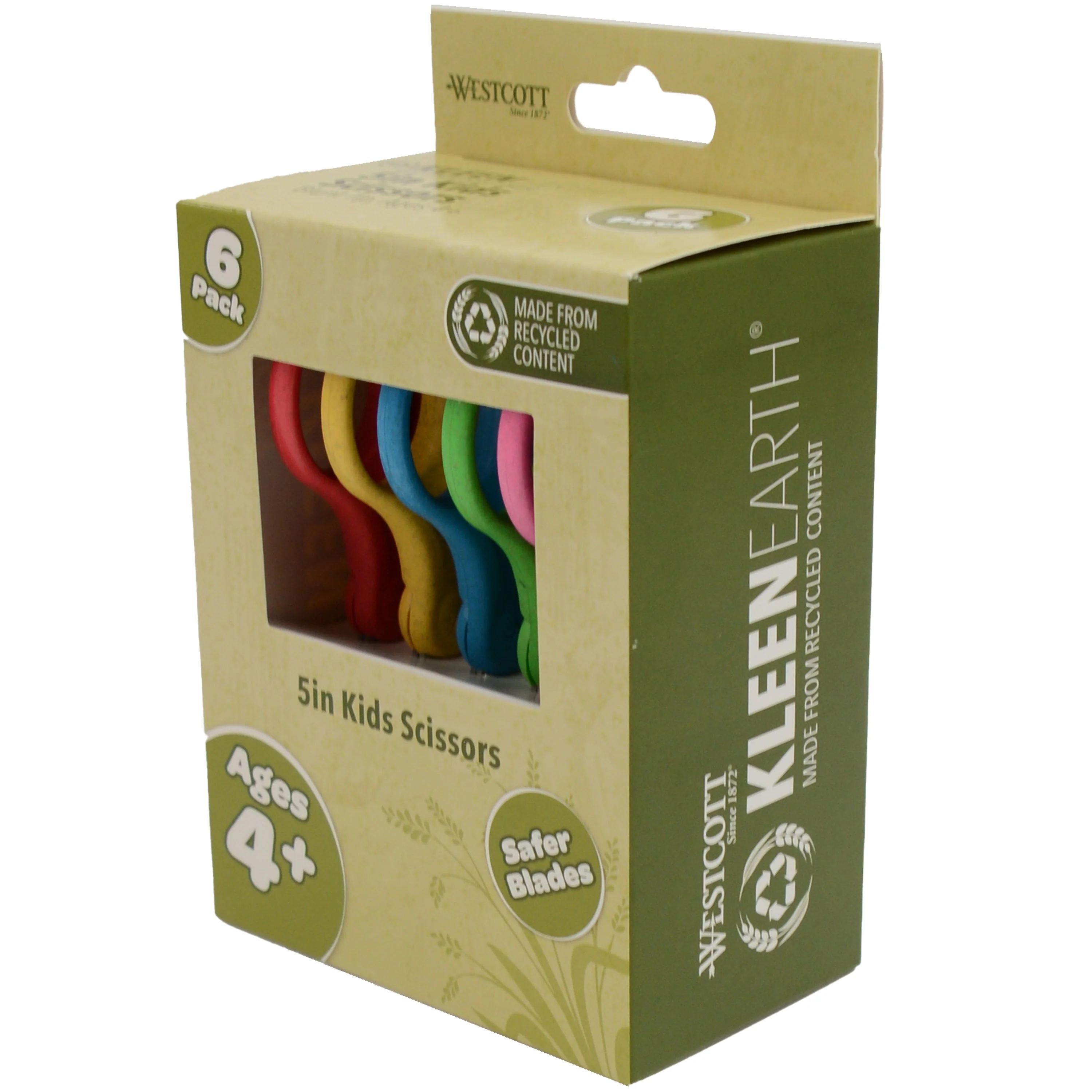 Westcott 5" KleenEarth Scissors 6-Pack, for Kids Ages 4+, Recycled Scissors for School and Craft Projects (00684-PARENT) - Image 5