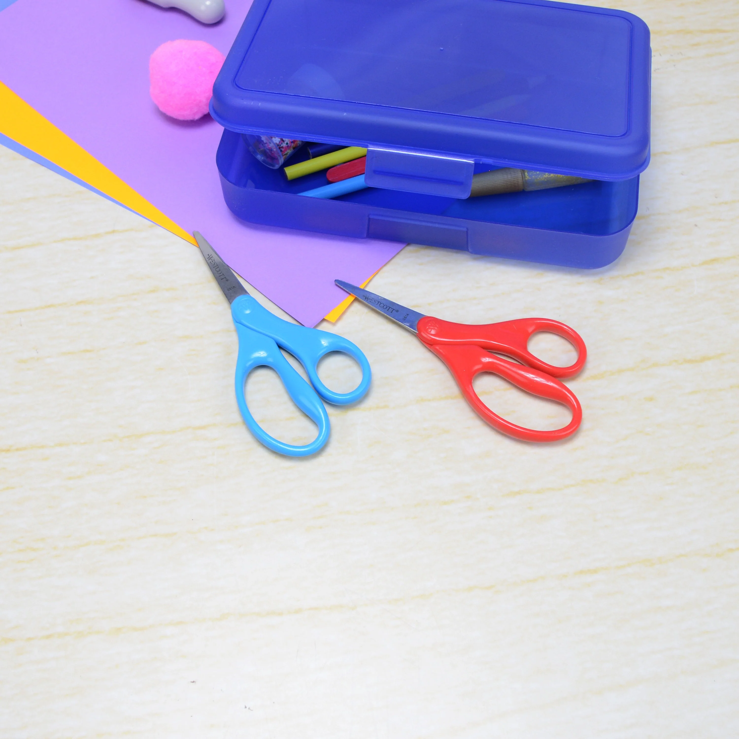 Westcott 5" Pointed-Tip Scissors for Kids Ages 6-8 - Scissors for School or Crafting - Back to School Supplies - Red, Blue (17302-PARENT) - Image 9
