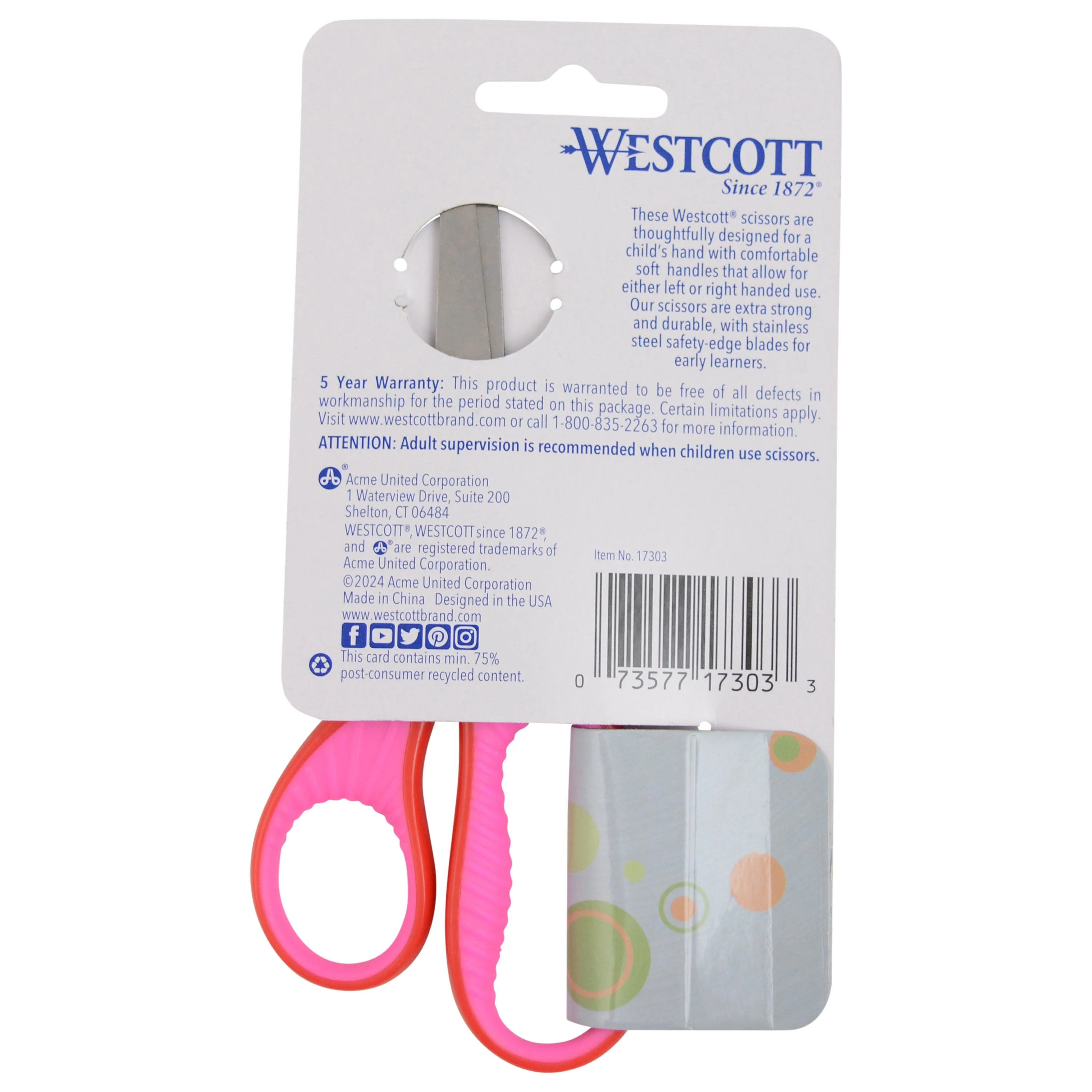 Westcott 5" Soft Handle Blunt-Tip Scissors for Kids Ages 4-7 - Scissors for School or Crafting - Back to School Supplies - Red/Pink, Blue/Green (17303-PARENT) - Image 4