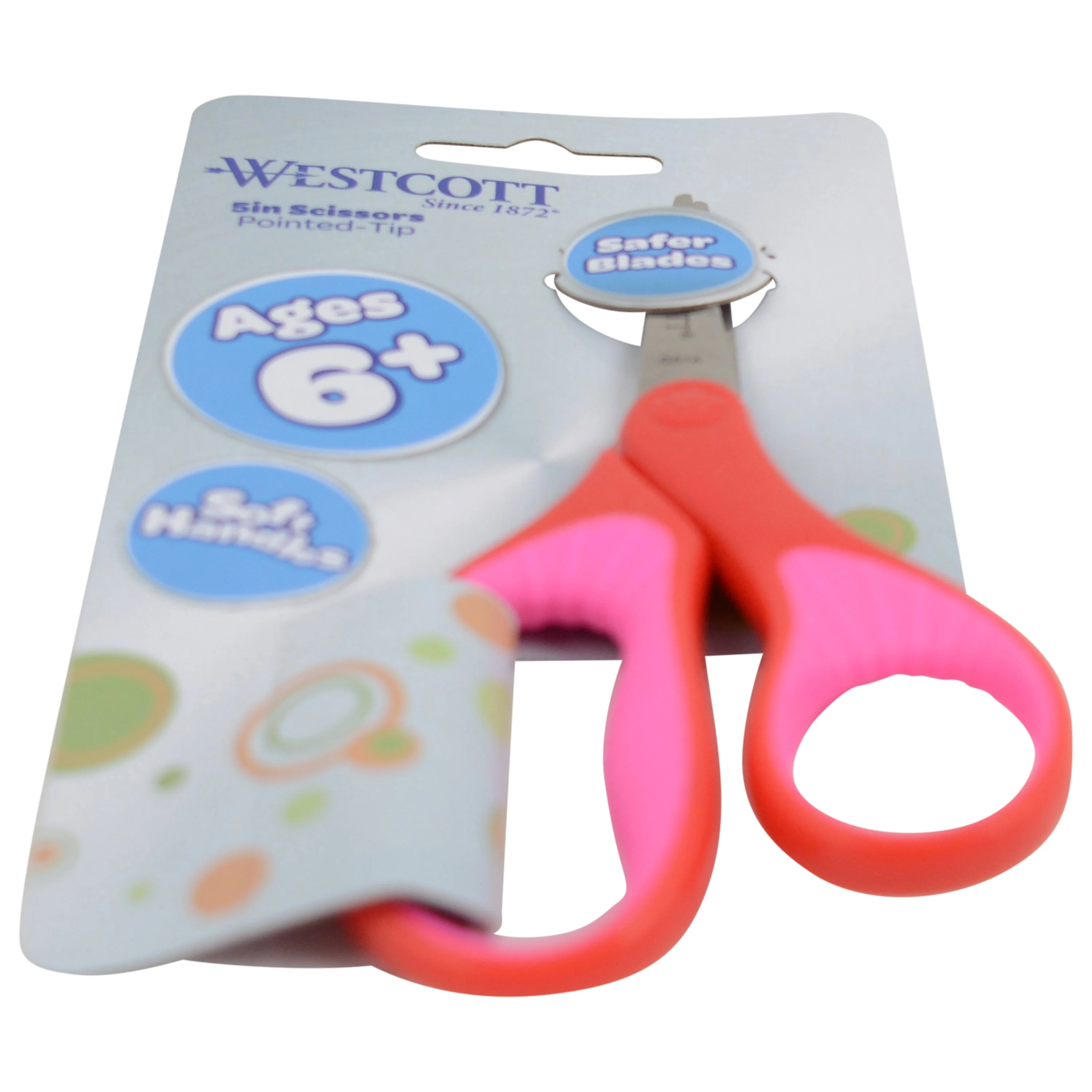 Westcott 5" Soft Handle Pointed-Tip Scissors for Kids Ages 6-8 - Scissors for School or Crafting - Back to School Supplies - Red/Pink, Blue/Green (17304-PARENT) - Image 6
