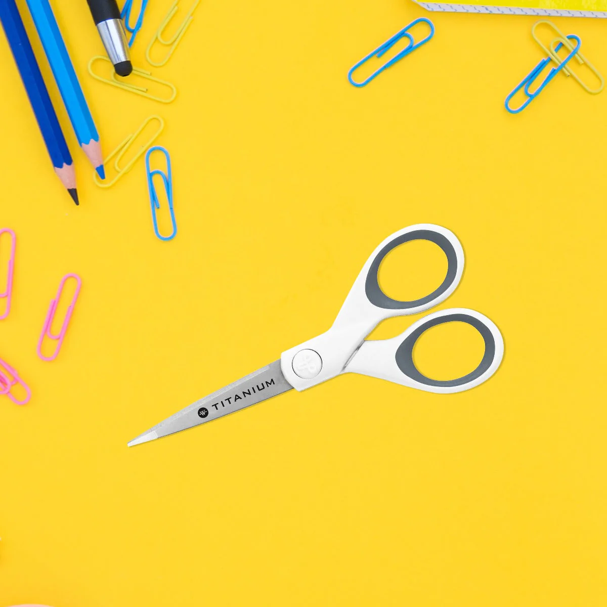 Westcott 5" Straight Titanium Bonded Craft Scissors with Micro Tip, White (16376) - Image 3
