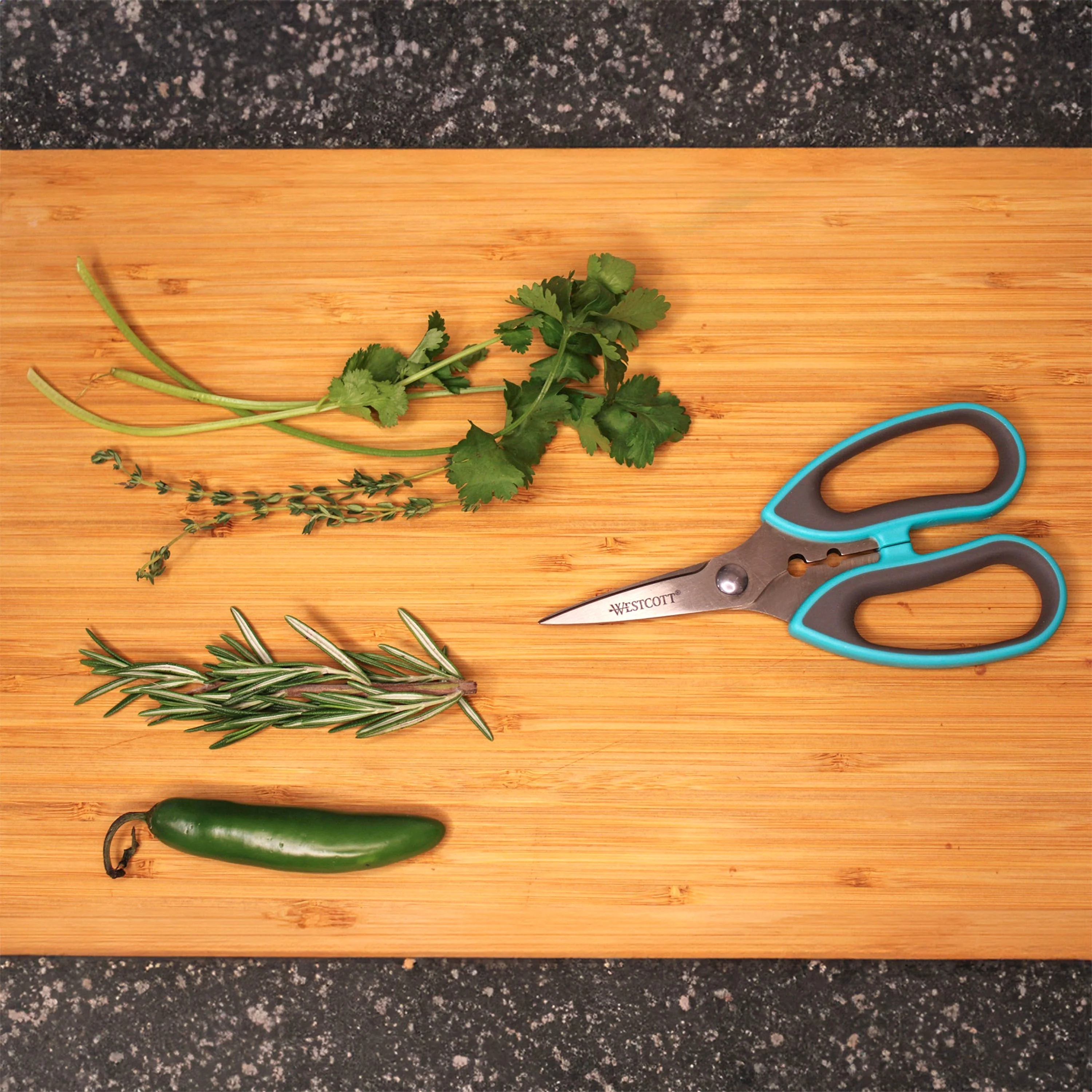 Westcott 6.5" Titanium Bonded Soft Handle Kitchen Shears for Herbs, Teal (00829) - Image 6