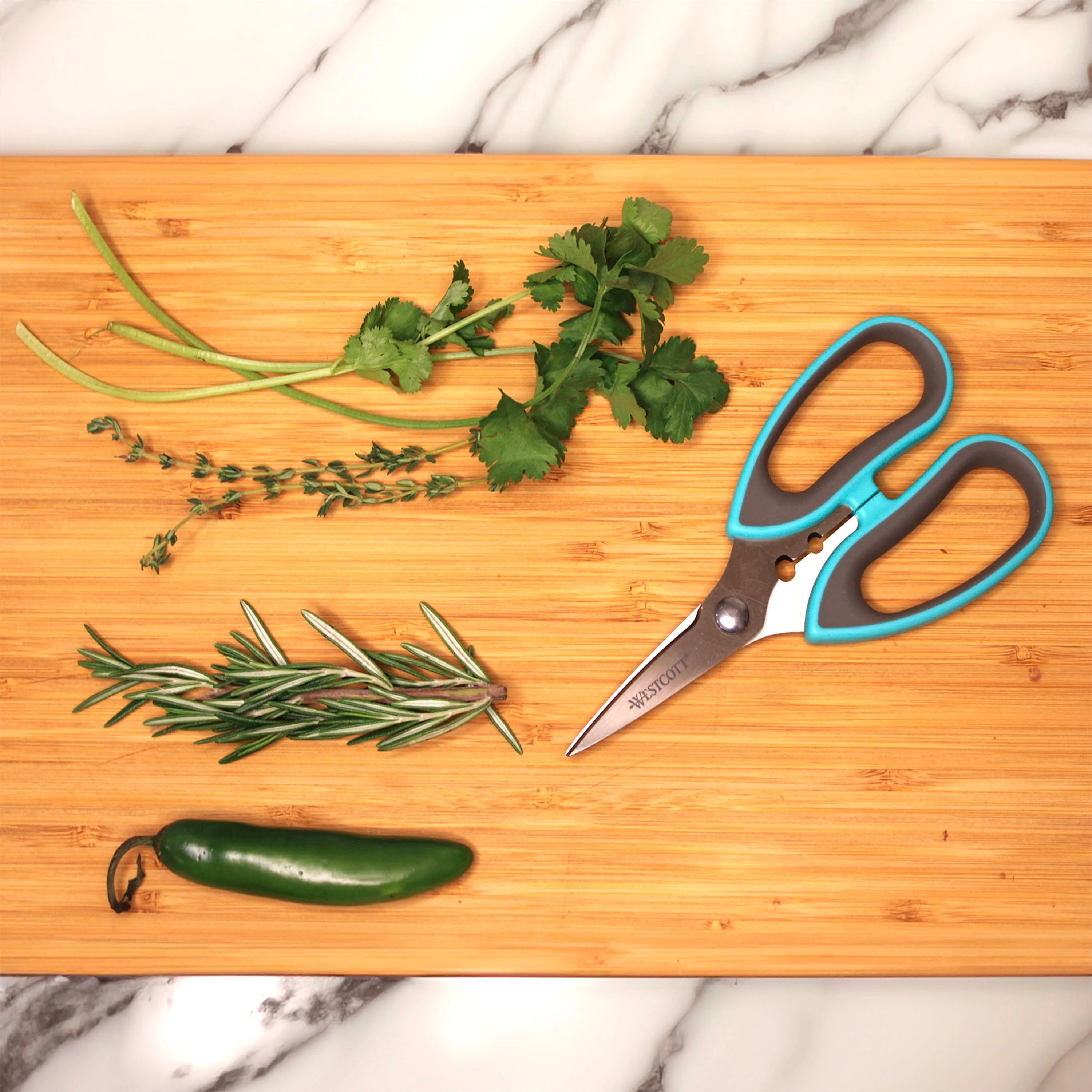 Westcott 6.5" Titanium Bonded Soft Handle Kitchen Shears for Herbs, Teal (00829) - Image 7
