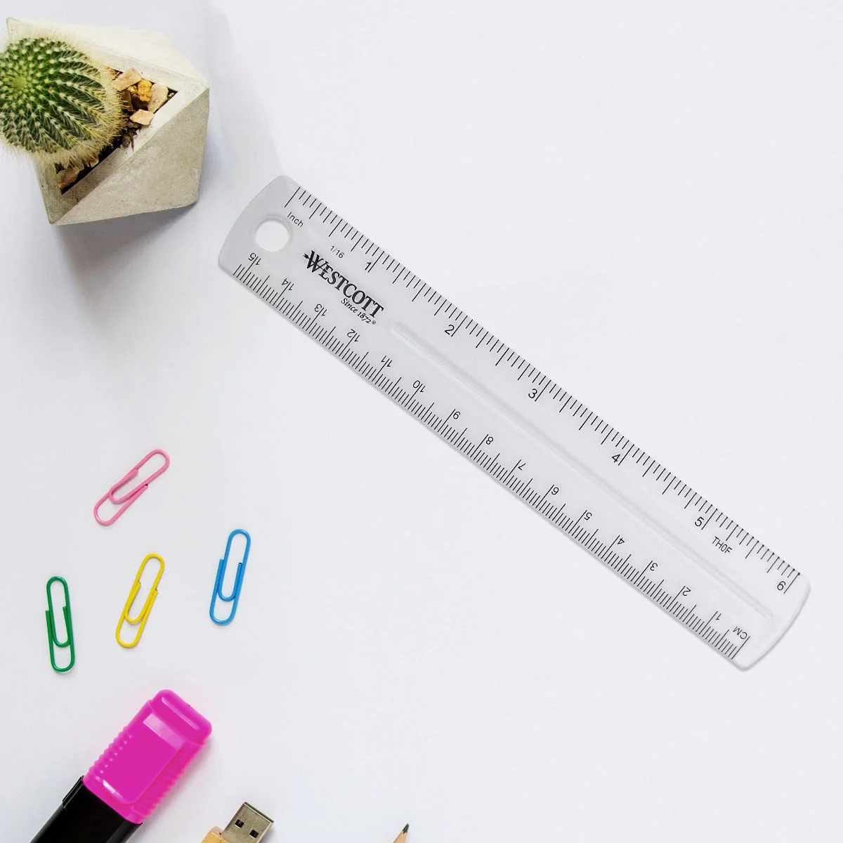 Westcott Shatterproof Plastic Ruler, 6 Inches, Transparent (45016) - Image 5