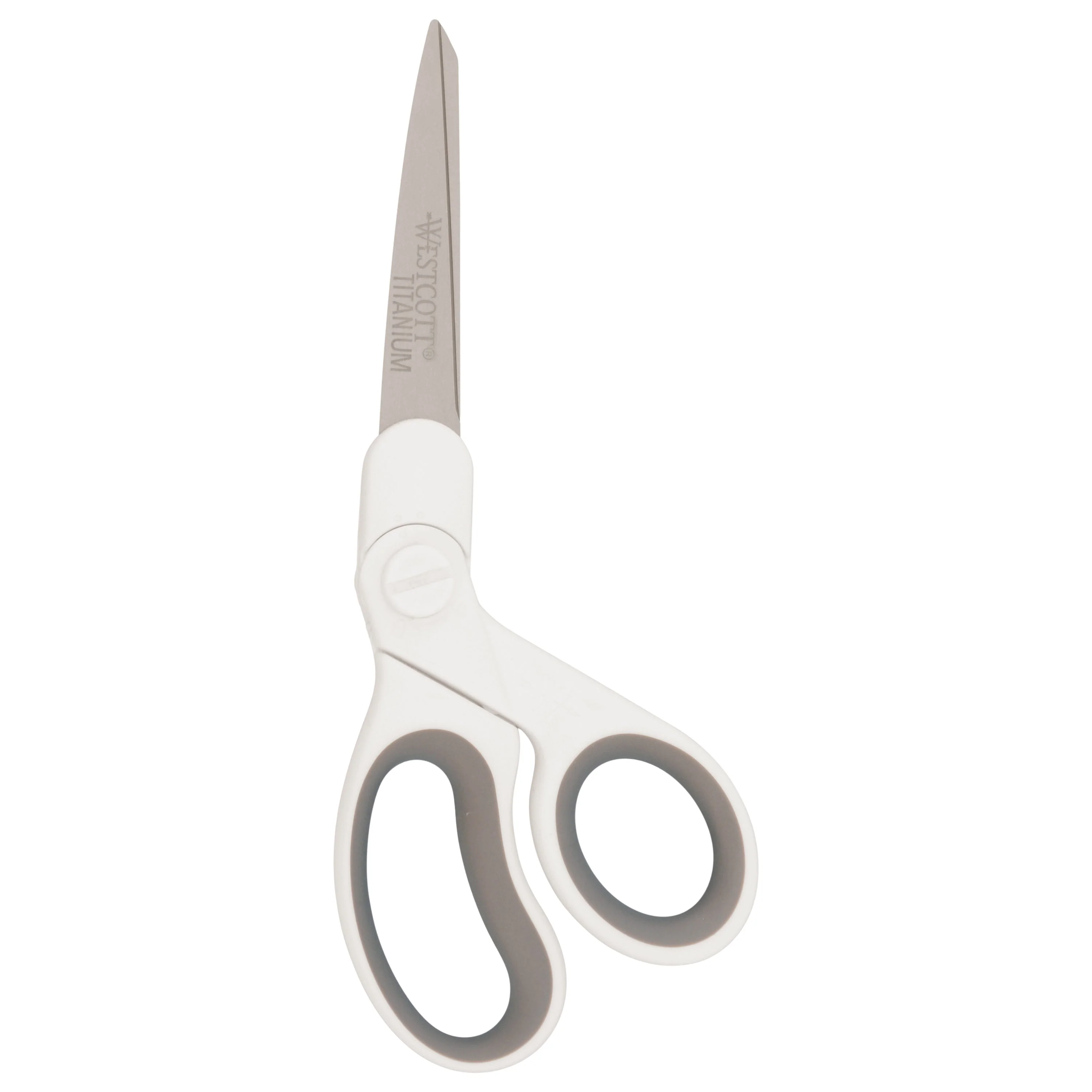 Westcott 8.5” Swivel Pivot Scissors, Adjustable Straight or Bent Blades, Titanium Bonded, Ergonomic Cutting with Protective Sheath, White/Gray (00904-Parent)
