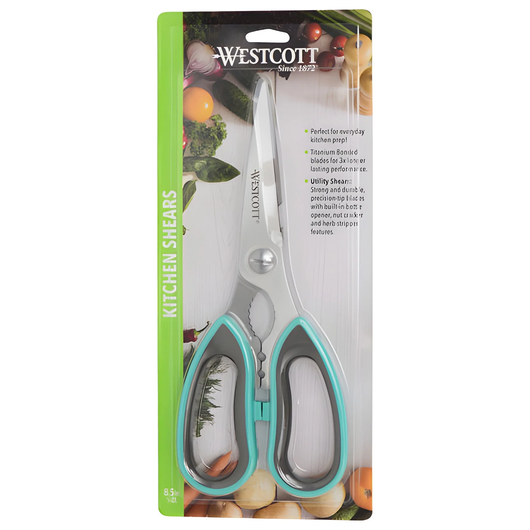 Westcott 8.5" Titanium Bonded Soft Handle Kitchen Utility Shears, Teal (00827)