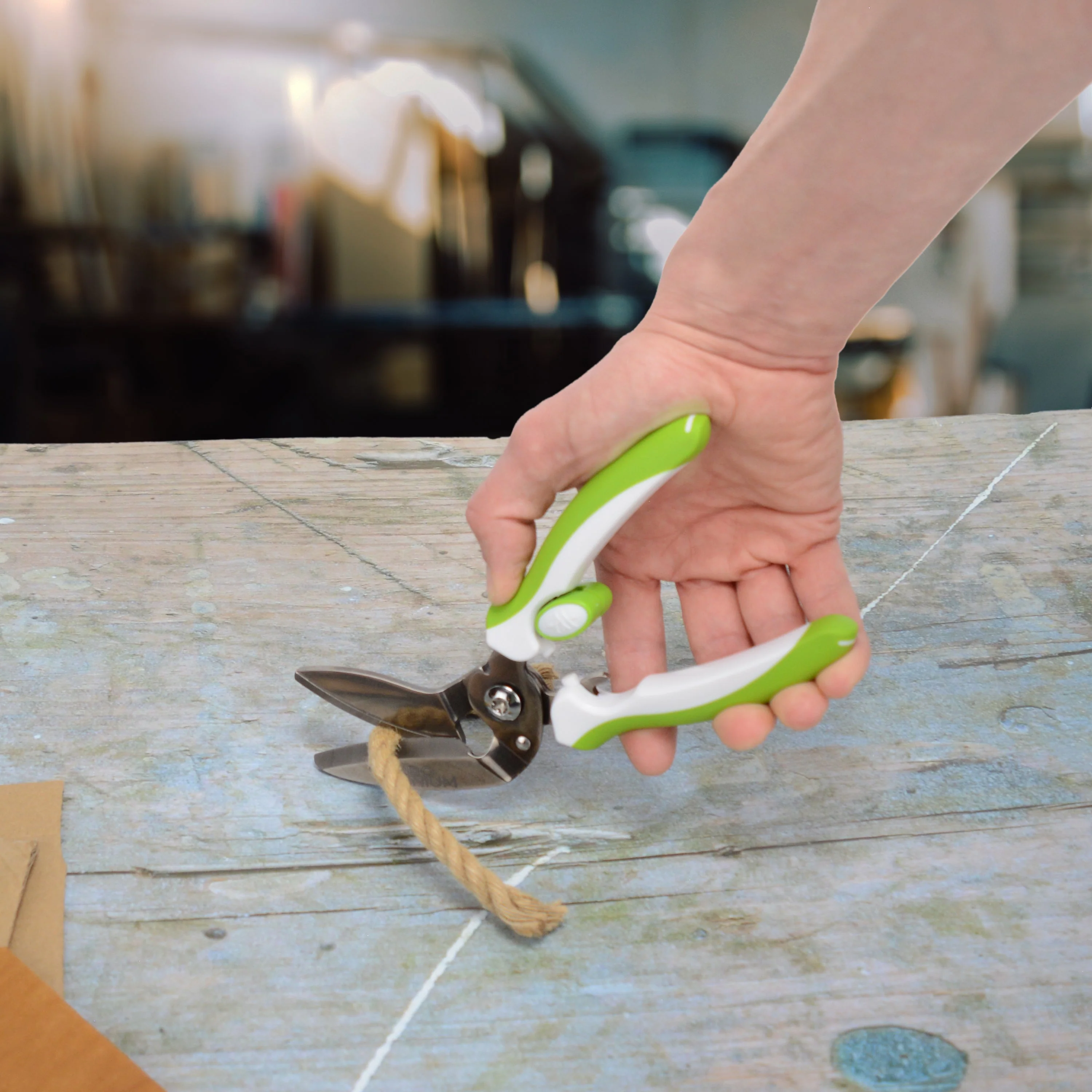 Westcott 8" CarboTitanium Industrial Strength DIY and Crafting Scissors with Spring Assist for Home or Worksite, Green/White (00970-Parent) - Image 5