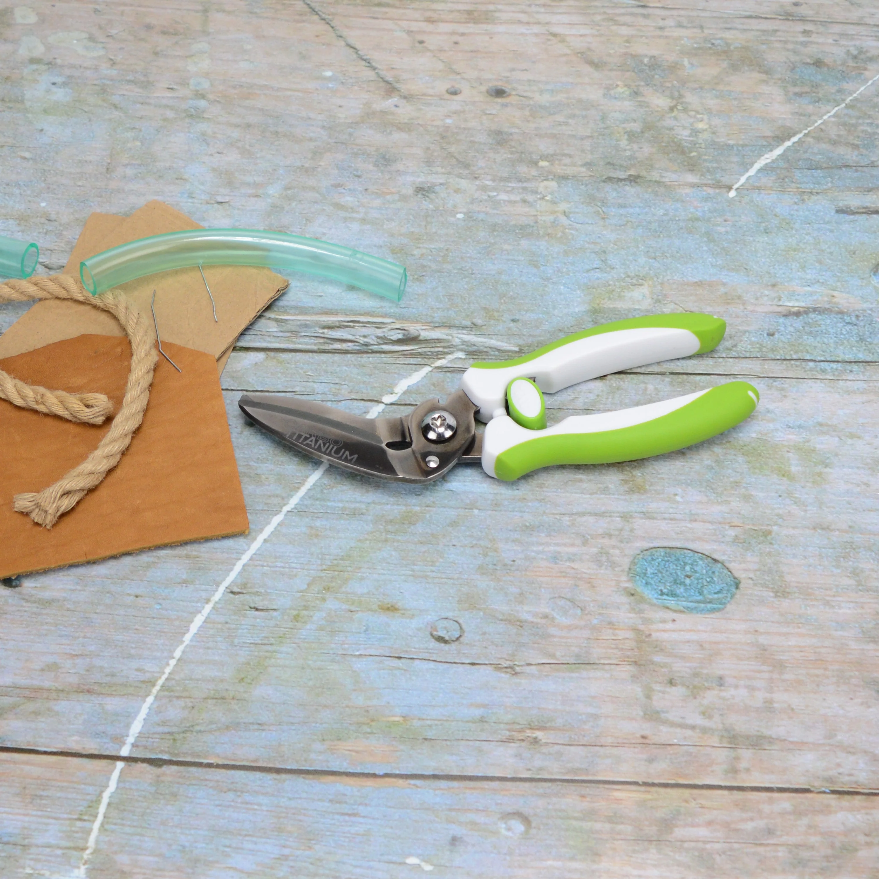 Westcott 8" CarboTitanium Industrial Strength DIY and Crafting Scissors with Spring Assist for Home or Worksite, Green/White (00970-Parent) - Image 6