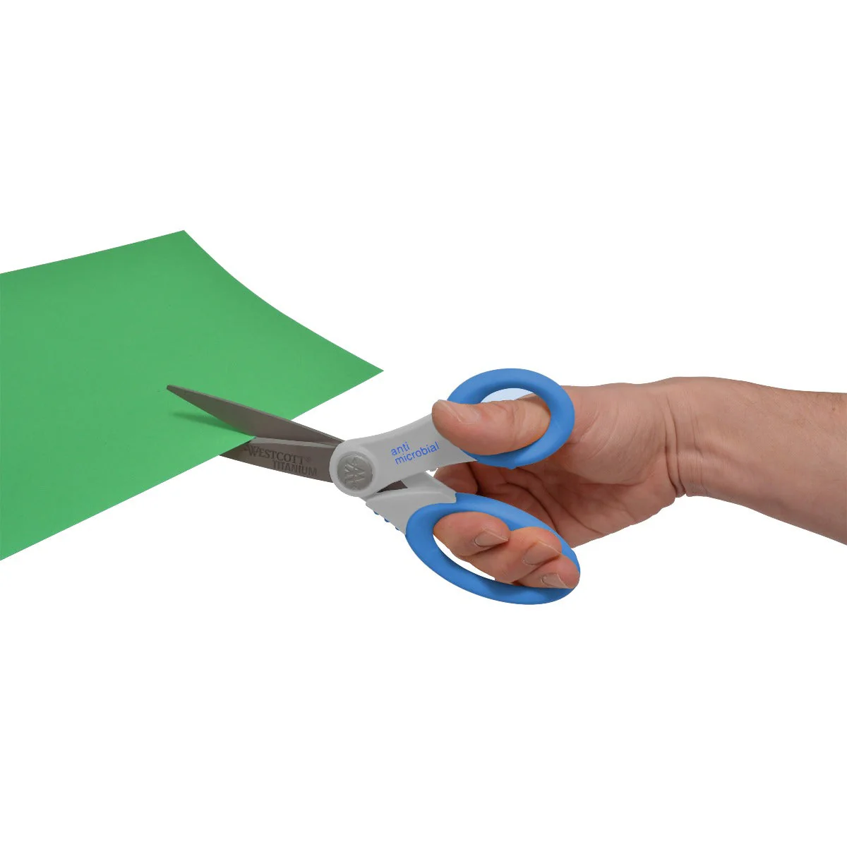 Westcott 8" Soft Handle Anti-microbial Straight Scissors, Blue (14643) - Image 3