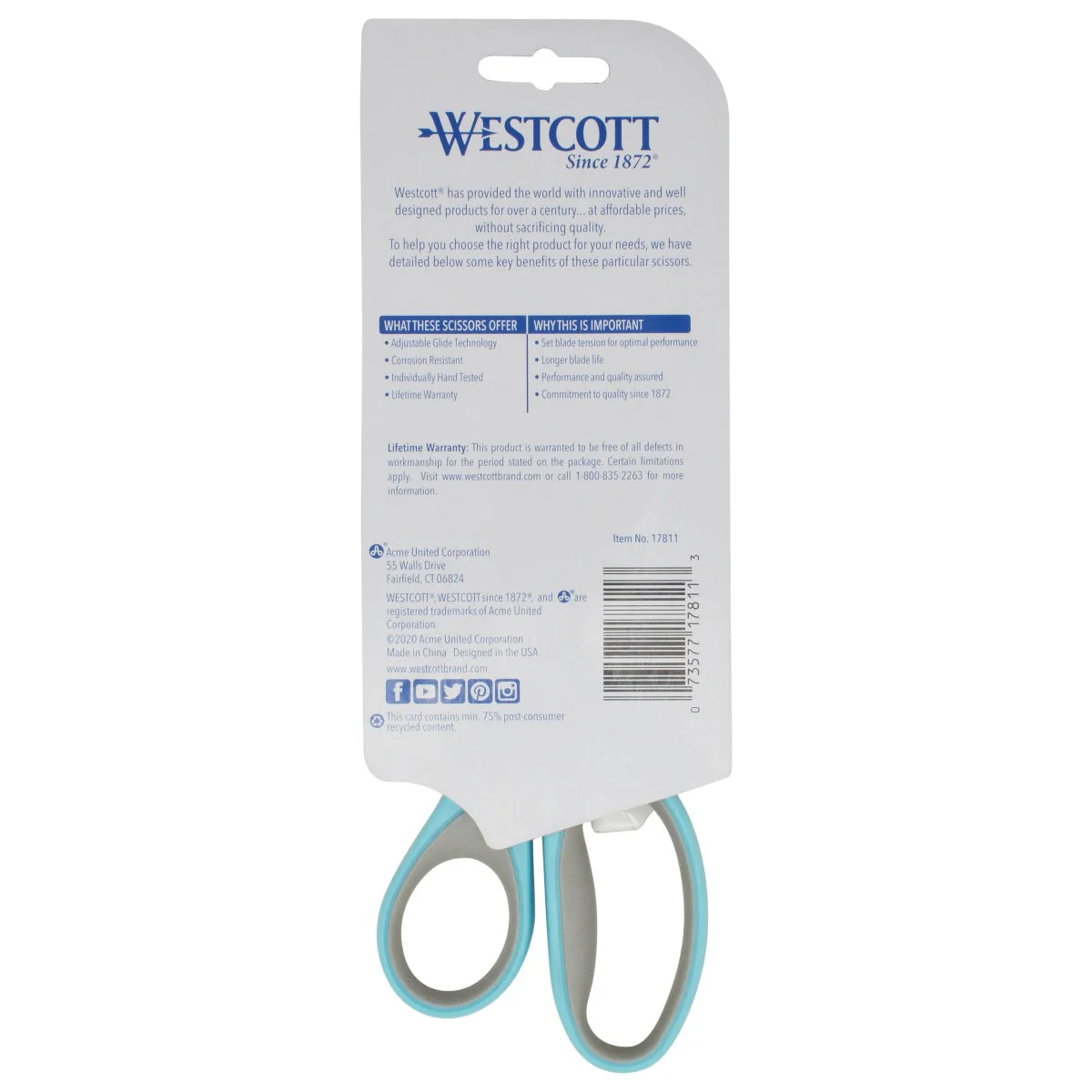 Westcott 8" Straight Stainless Steel Glide Scissors (17811) - Image 8