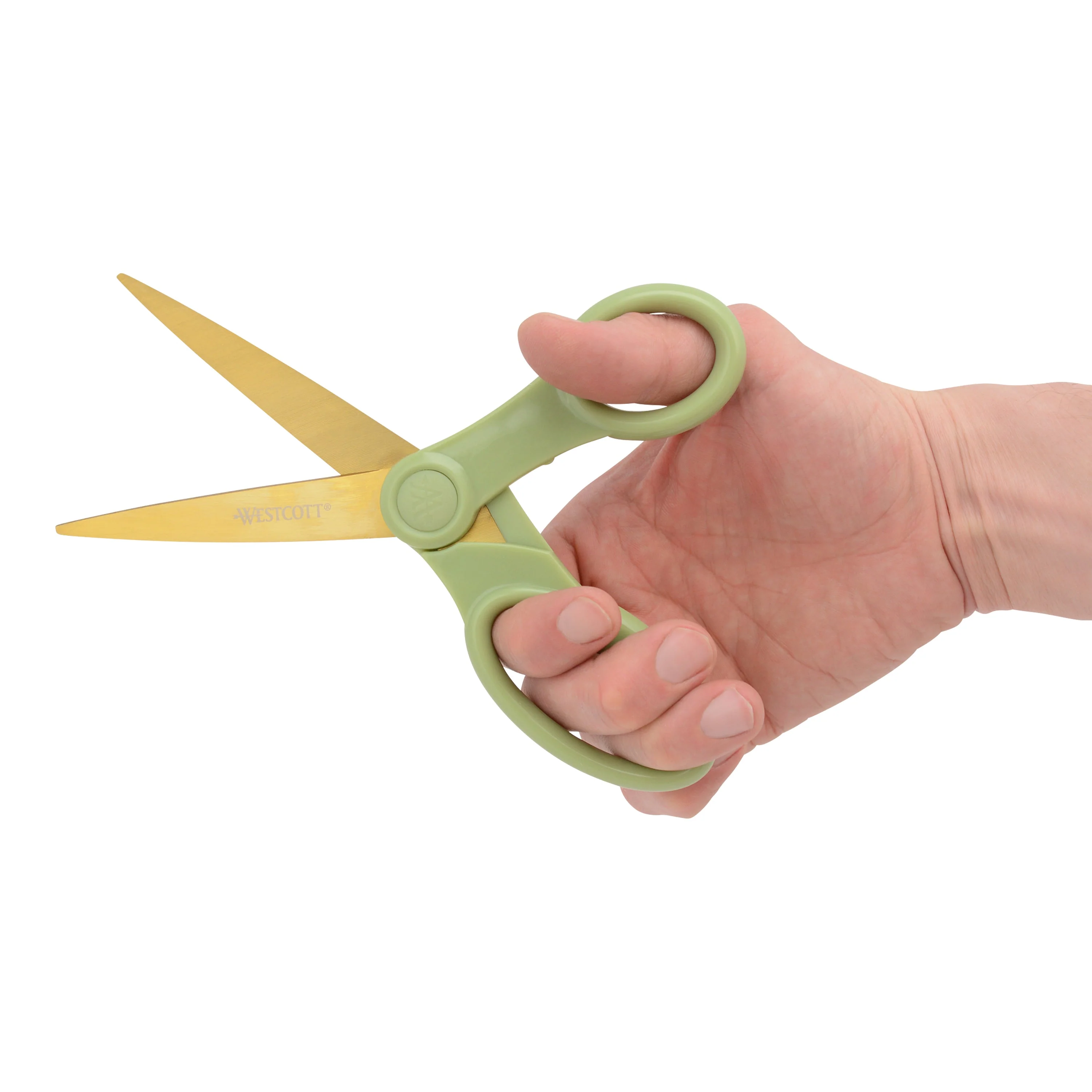 Westcott 8" Titanium Fashion Scissors with Gold Blades and Sage Green Handle (01006-Parent) - Image 2