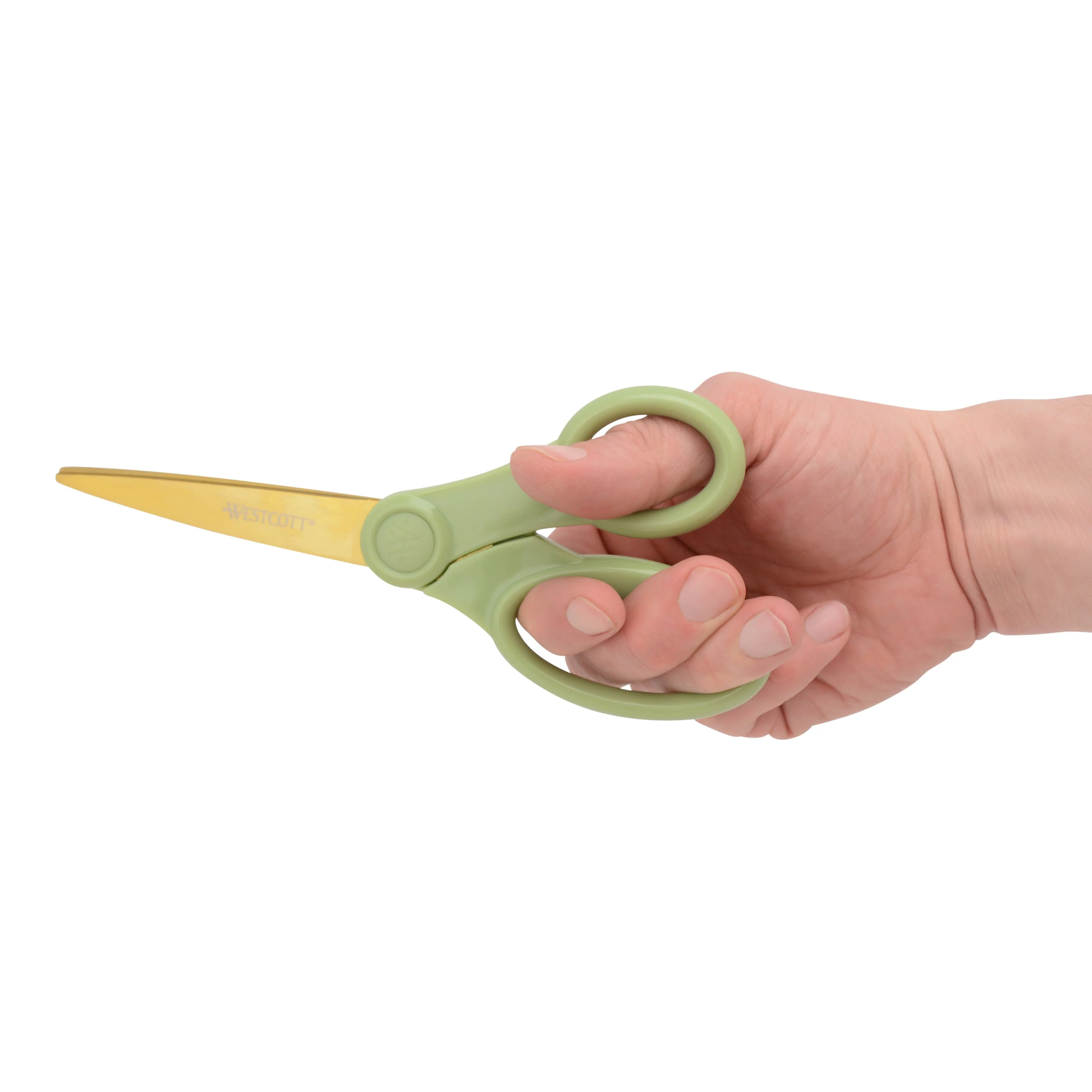 Westcott 8" Titanium Fashion Scissors with Gold Blades and Sage Green Handle (01006-Parent) - Image 3