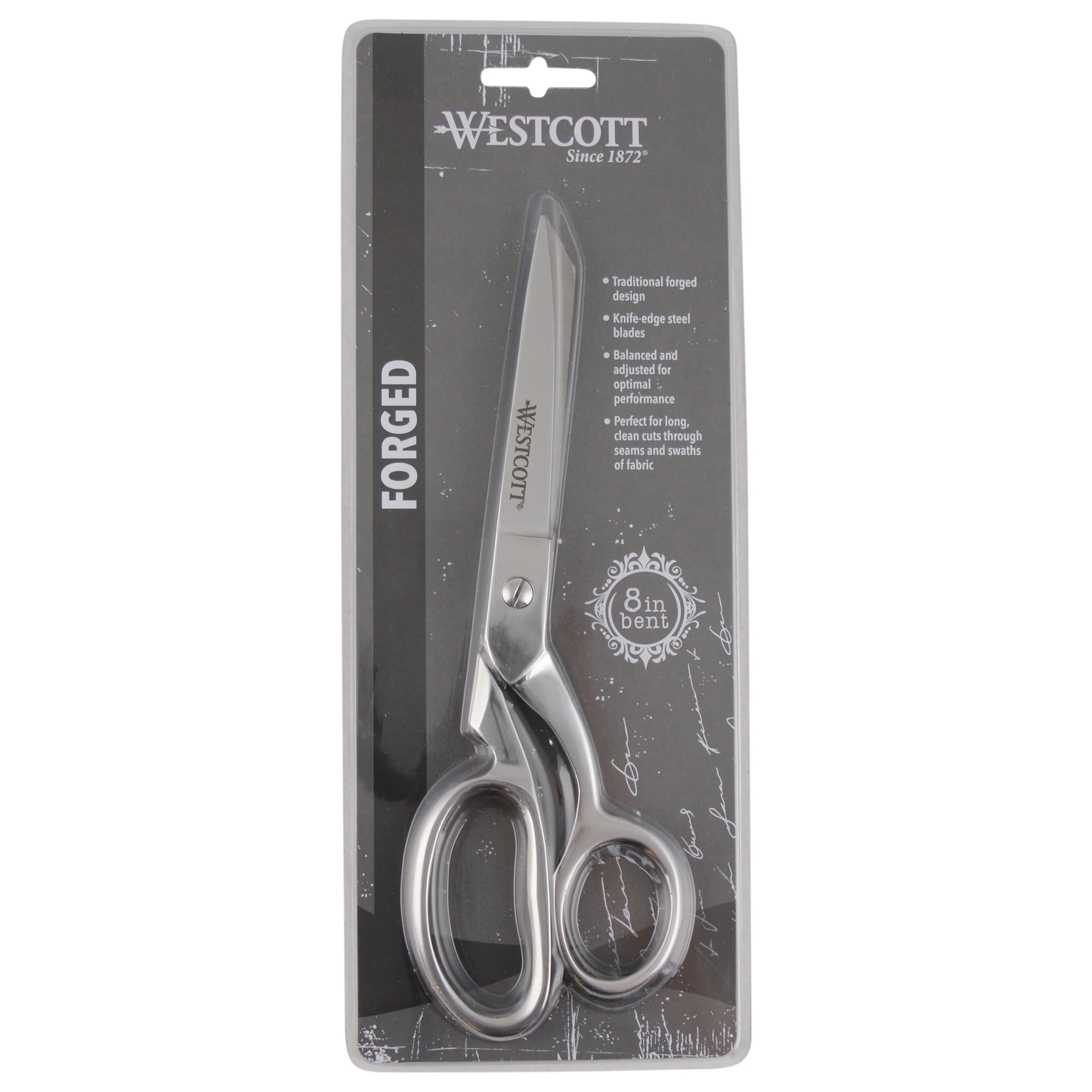 Westcott 8in Bent Forged Paper and Fabric Scissors, Heavy Duty, Knife-Edge for Sewing and Crafts, Art, Office (00761-PARENT) - Image 2