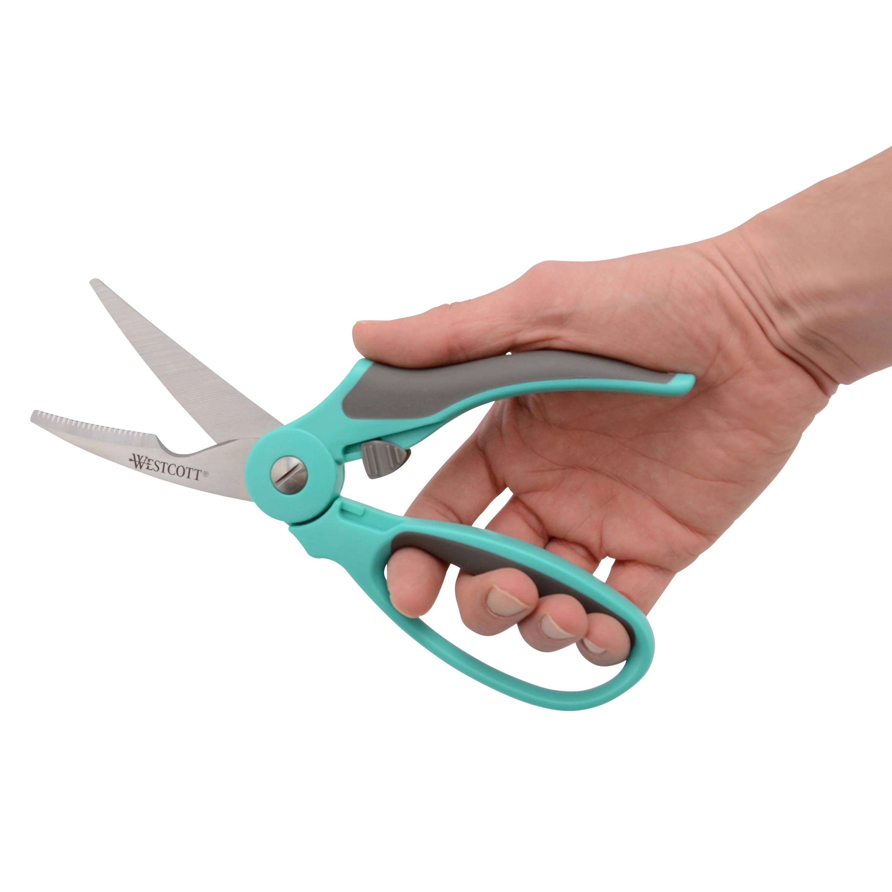 Westcott 9" Titanium Bonded Soft Handle Spring Assist Kitchen Shears, Teal (00828) - Image 6