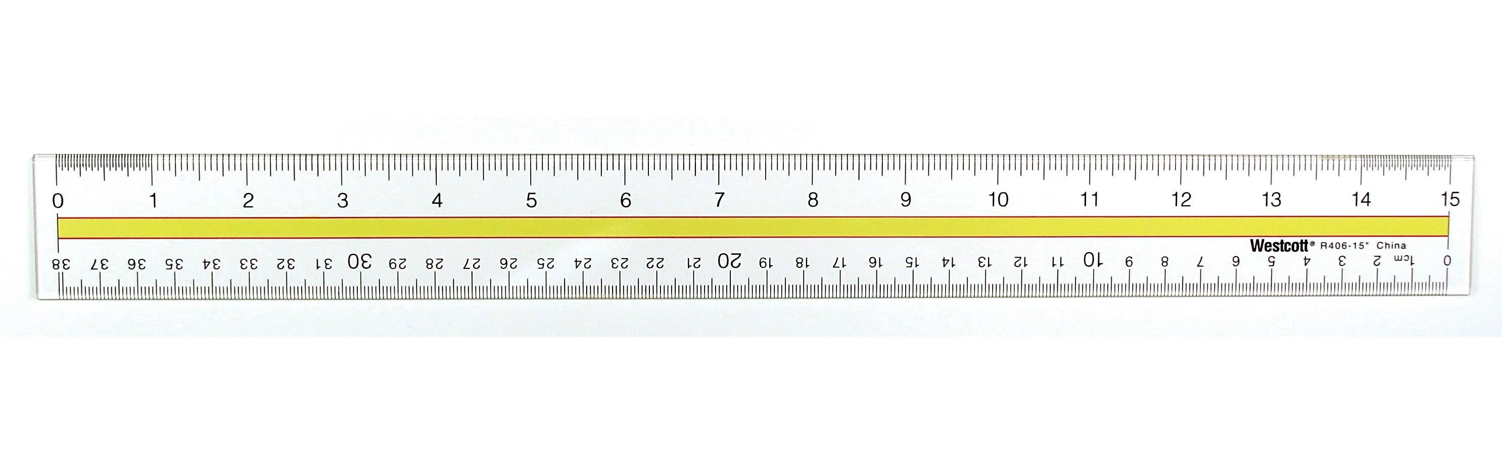 Westcott Acrylic Data Highlight Reading Ruler With Tinted Guide, 15" Clear (10580)