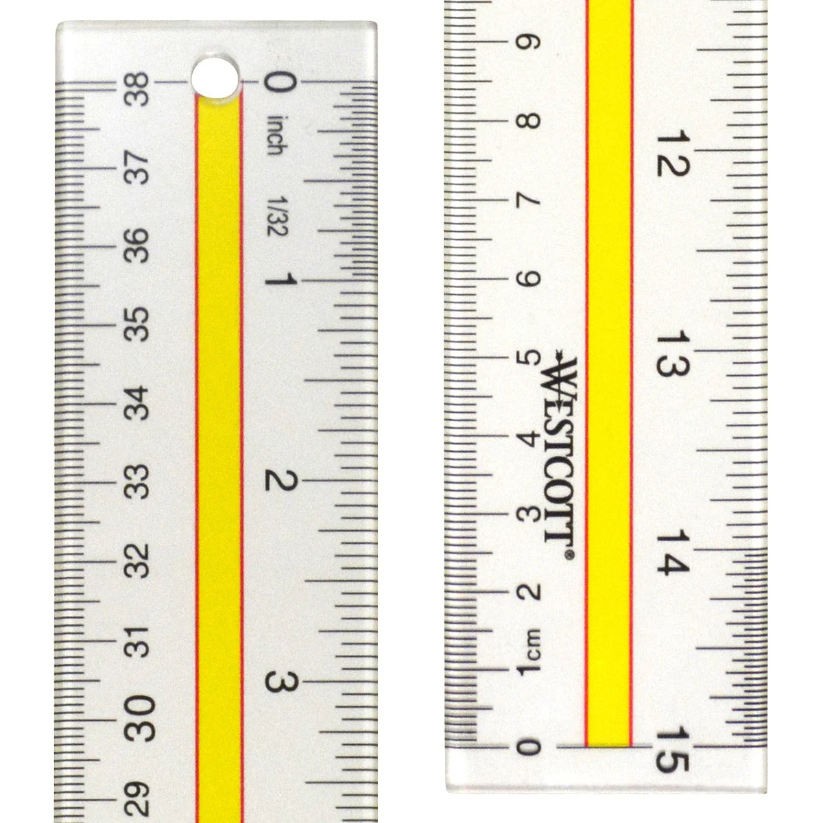 Westcott Acrylic Data Highlight Reading Ruler With Tinted Guide, 15" Clear (10580) - Image 2