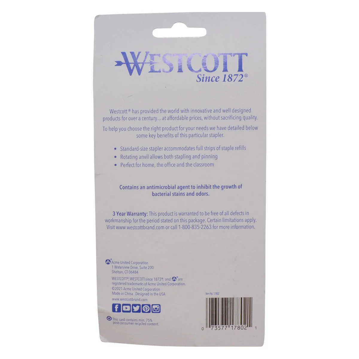 Westcott Anti-Microbial Stapler, Standard Size (17802) - Image 4