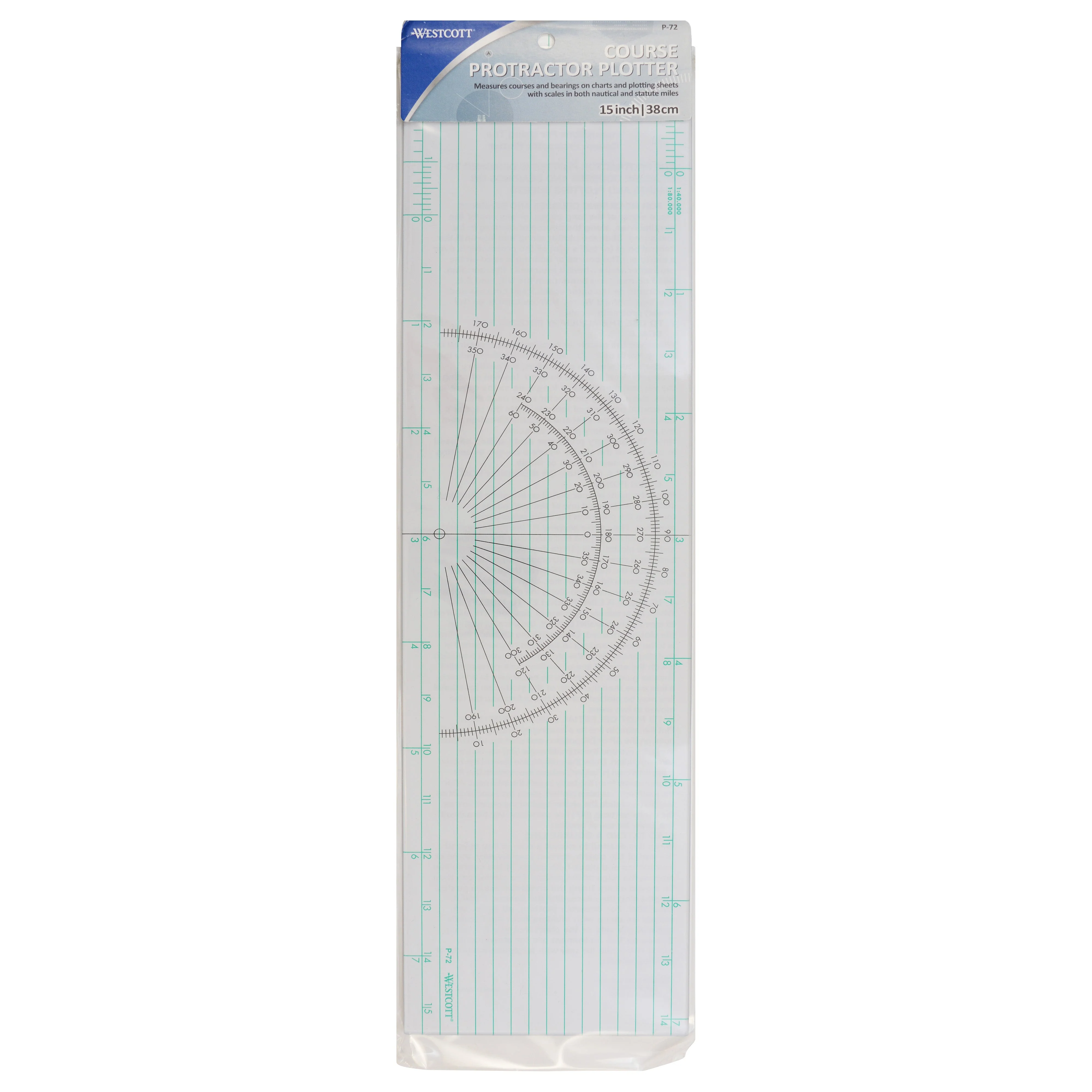Westcott Course Protractor Plotter Ruler, 15", Transparent (P-72) - Image 2