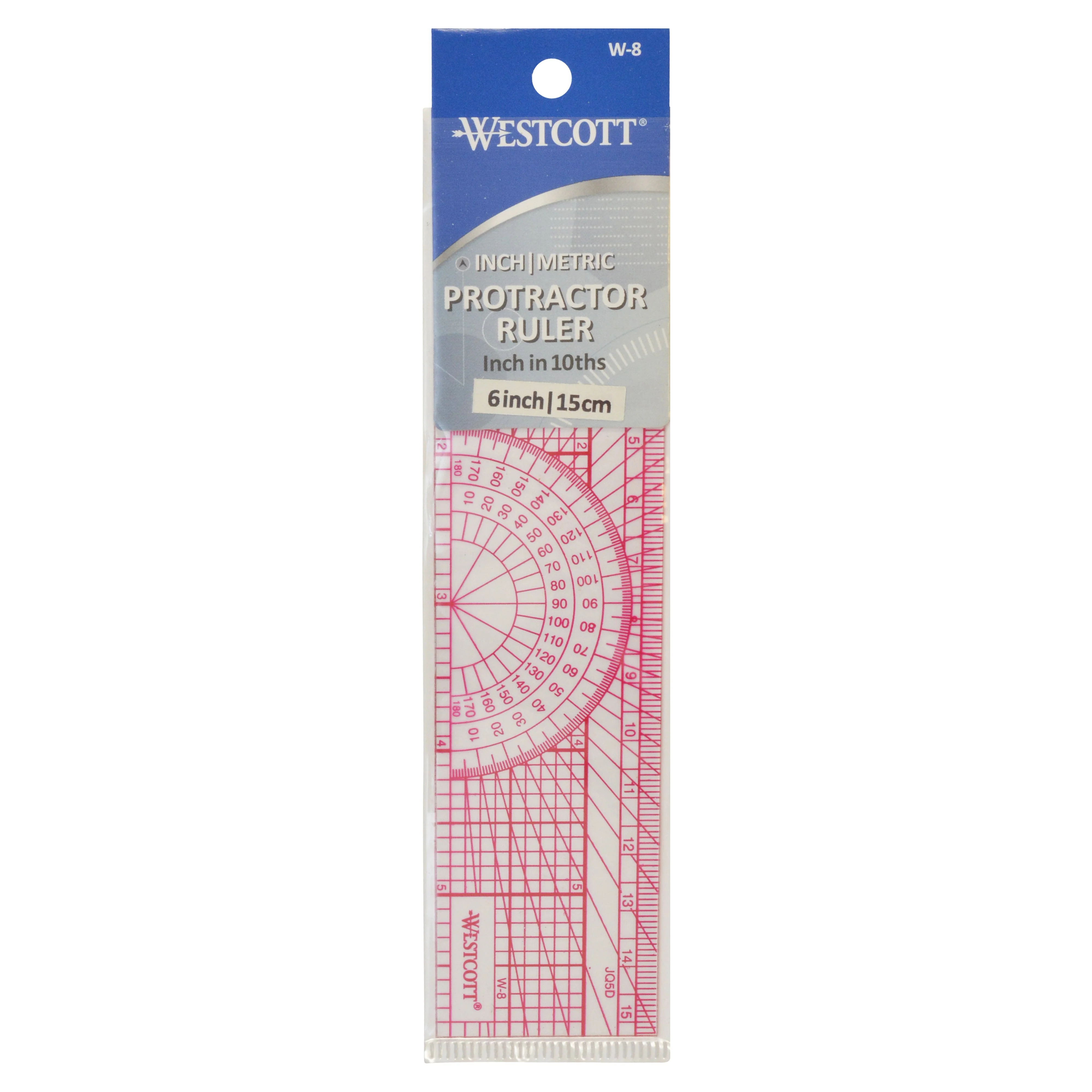 Westcott Engineers' Protractor Ruler, 6", 15cm, Transparent (W-8) - Image 2