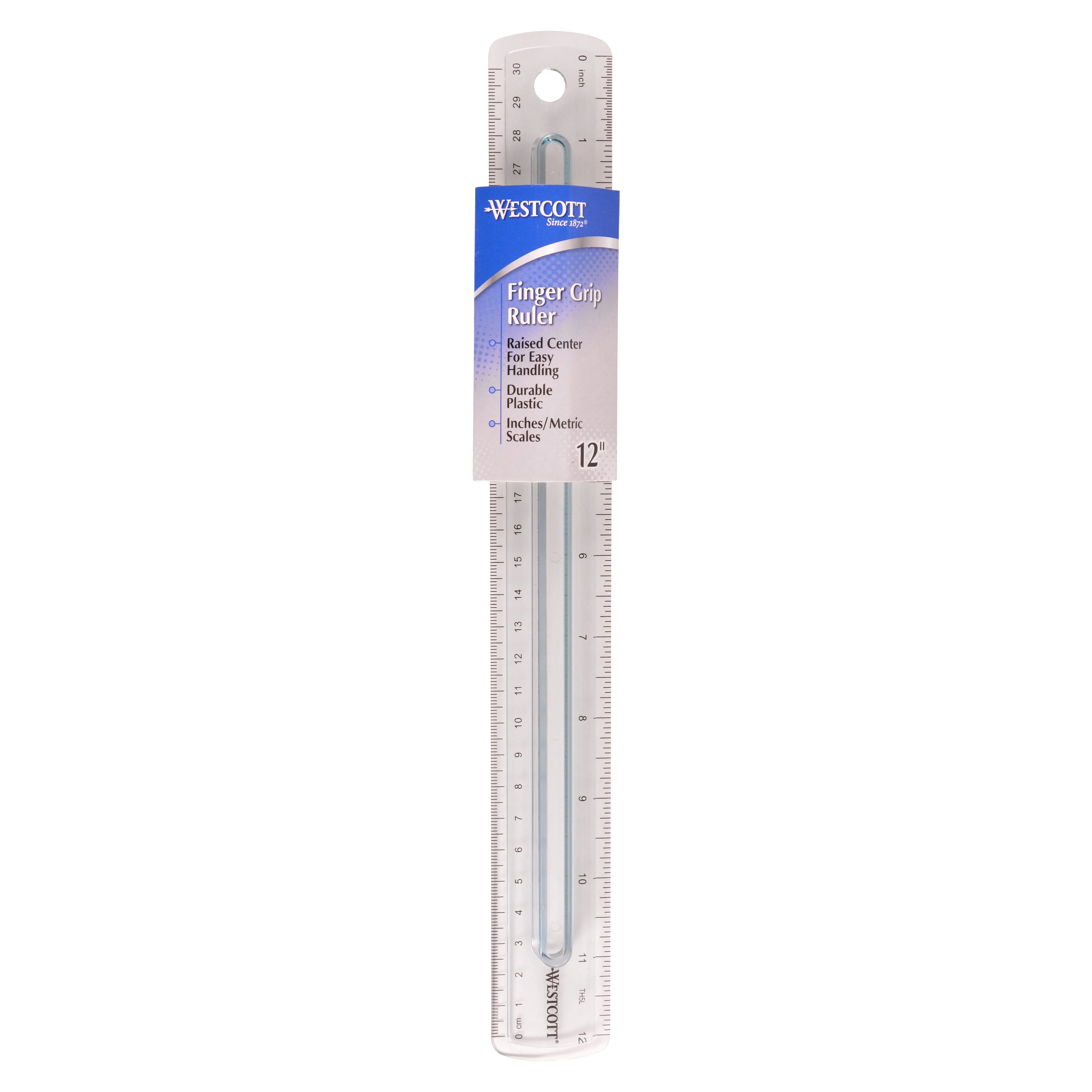 Westcott Finger Grip Ruler, Smoke Plastic, Inches and Metric, 12-Inch (00402) - Image 4