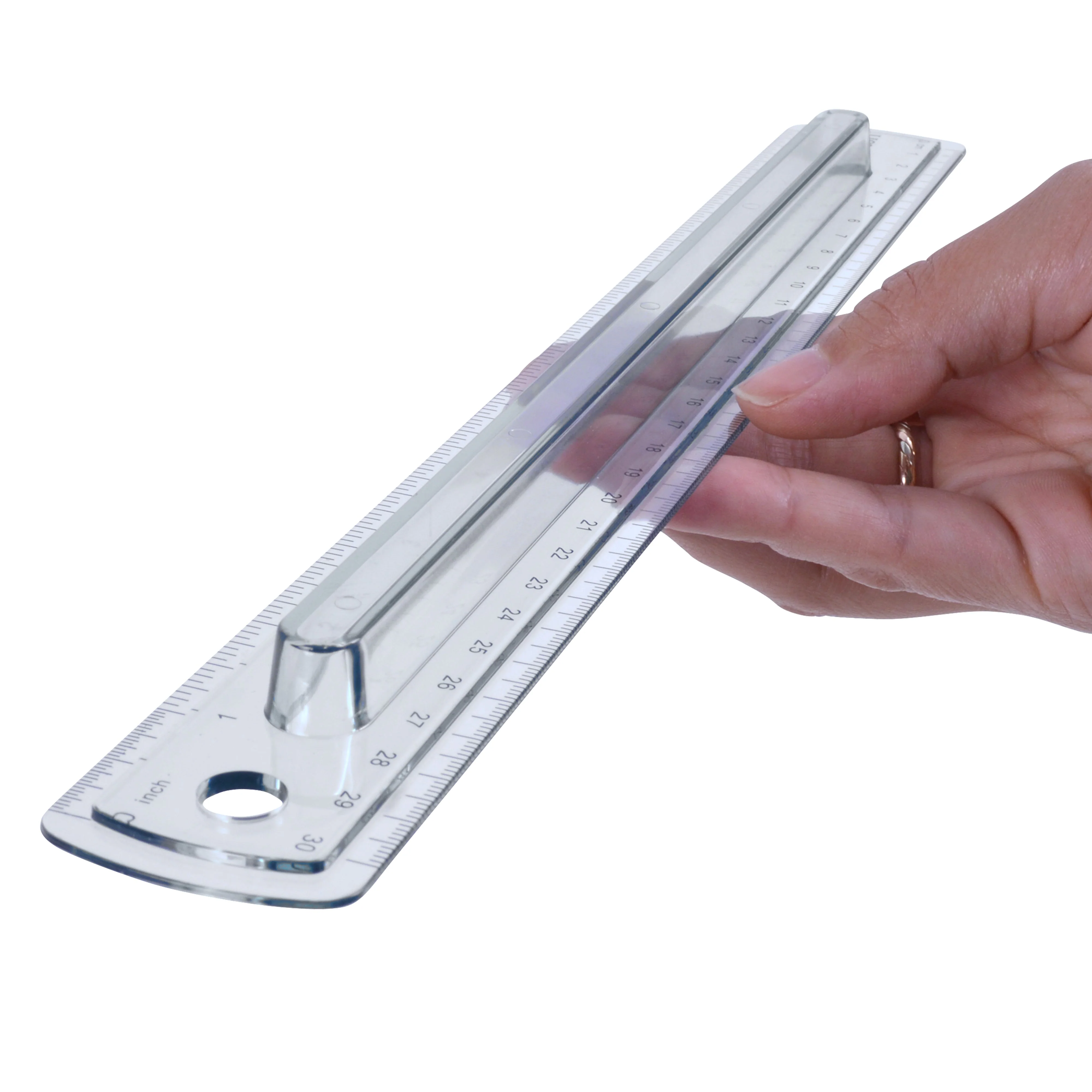 Westcott Finger Grip Ruler, Smoke Plastic, Inches and Metric, 12-Inch (00402) - Image 5