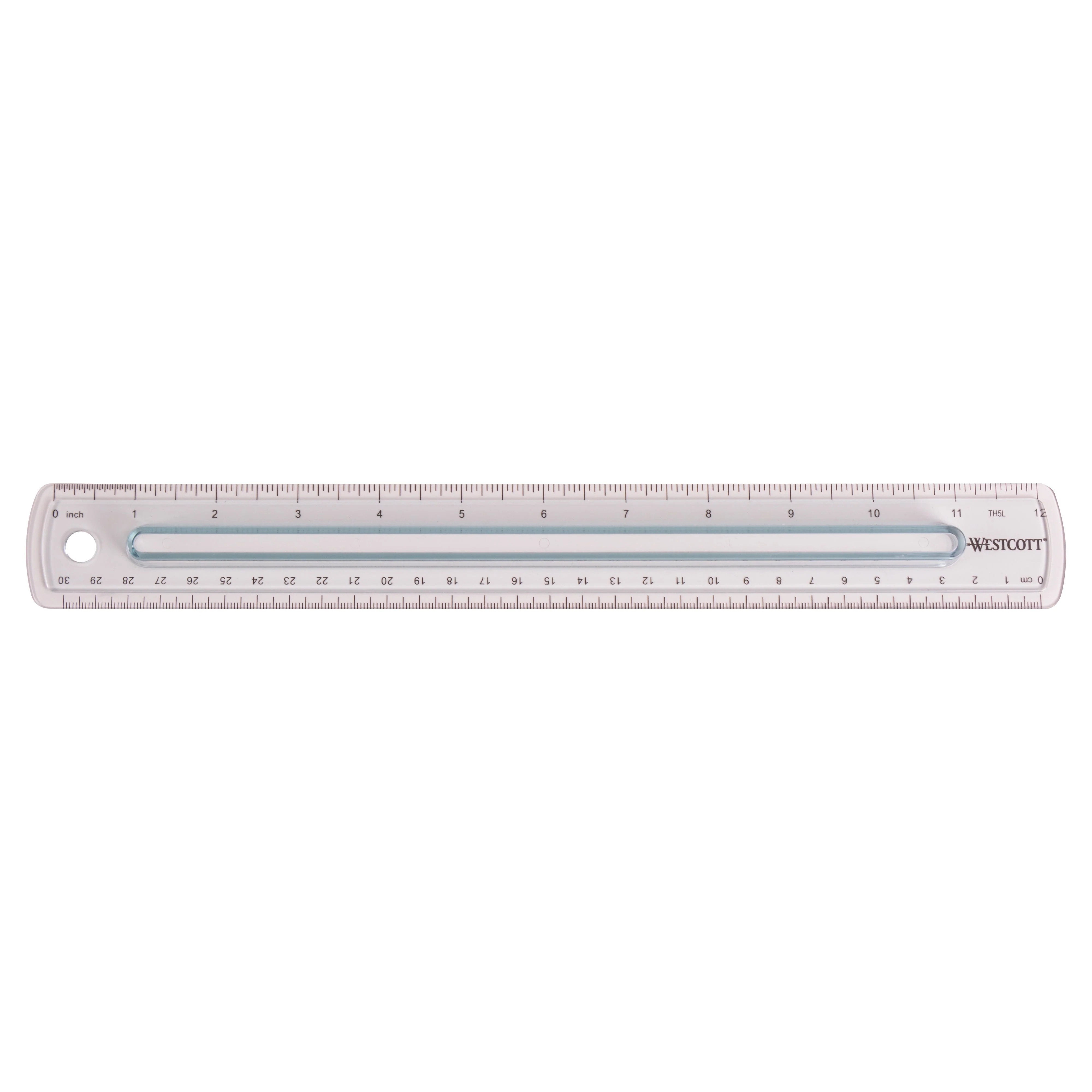 Westcott Finger Grip Ruler, Smoke Plastic, Inches and Metric, 12-Inch (00402) - Image 9
