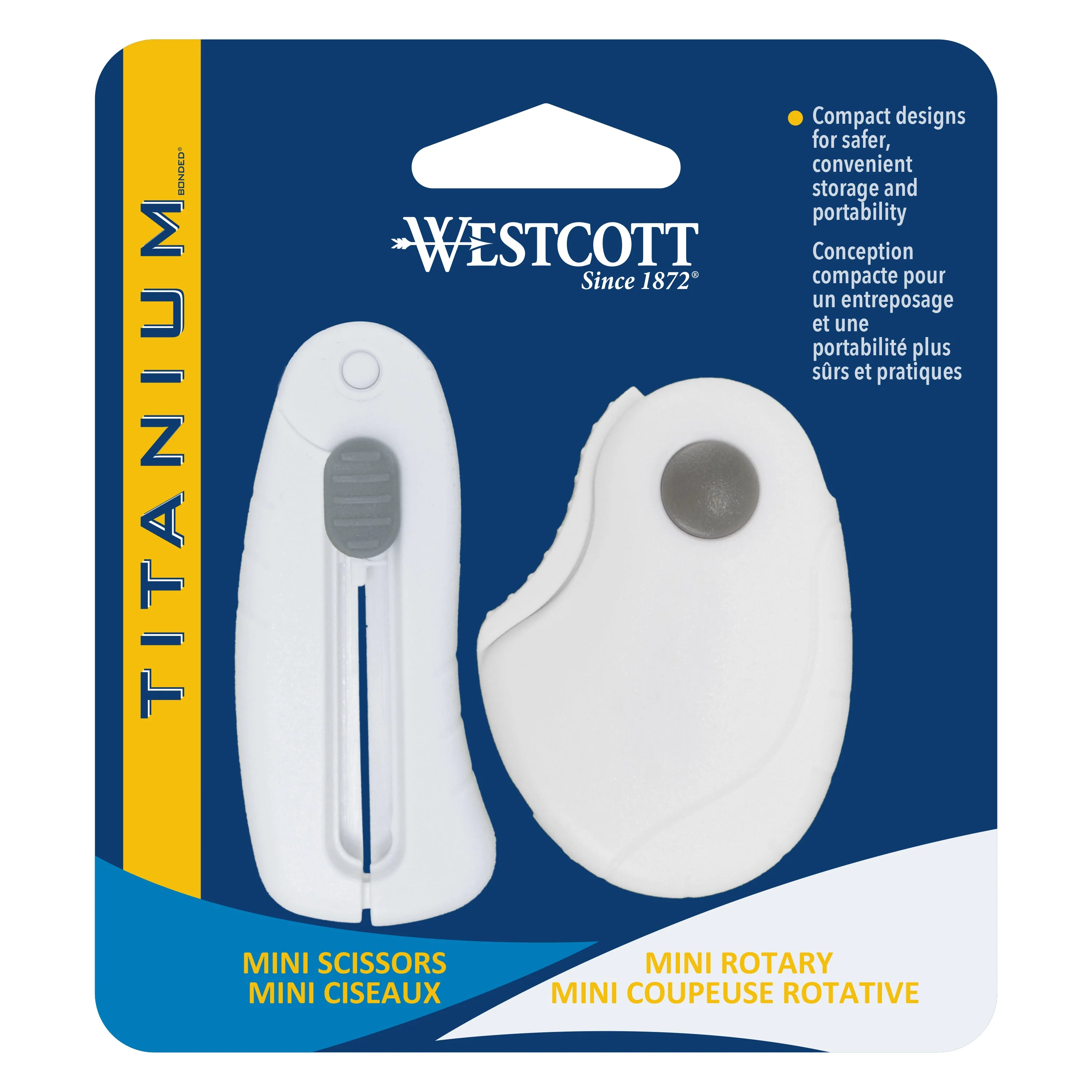 Westcott Folding Scissors and Rotary Cutter, Portable, Titanium Blades and White Handles for Travel, Crafting and Sewing, 2-Piece Set (00733) - Image 11