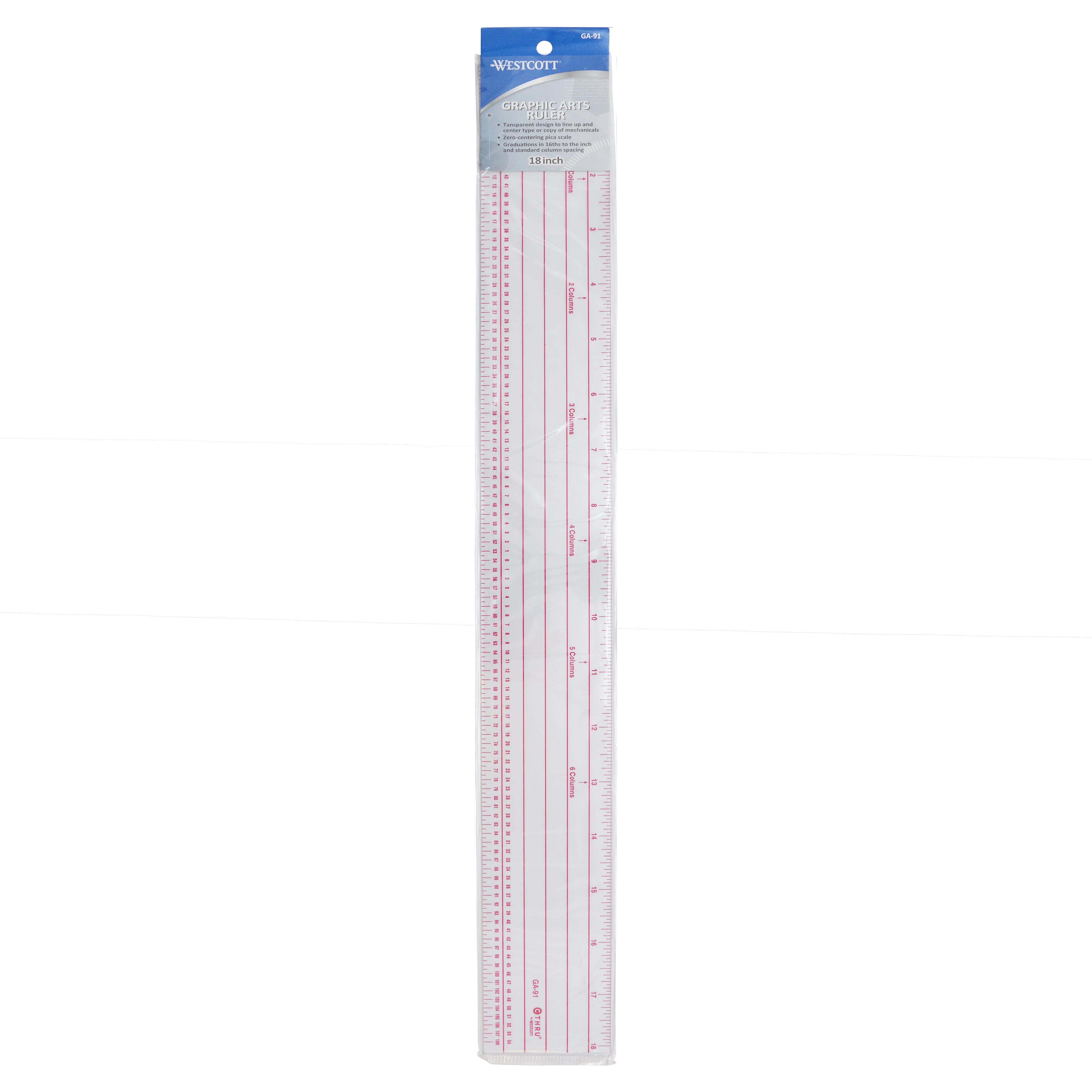 Westcott Graphic Arts Pica Ruler, 18", Transparent (GA-91) - Image 2