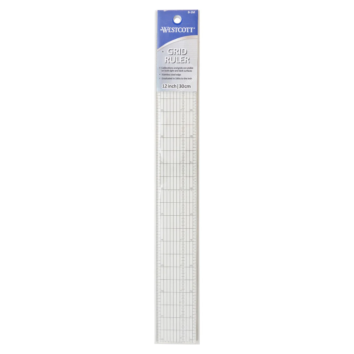 Westcott Grid Ruler with Metal Cutting Edge, 1.5 x 12.5", Transparent (B-1M) - Image 4