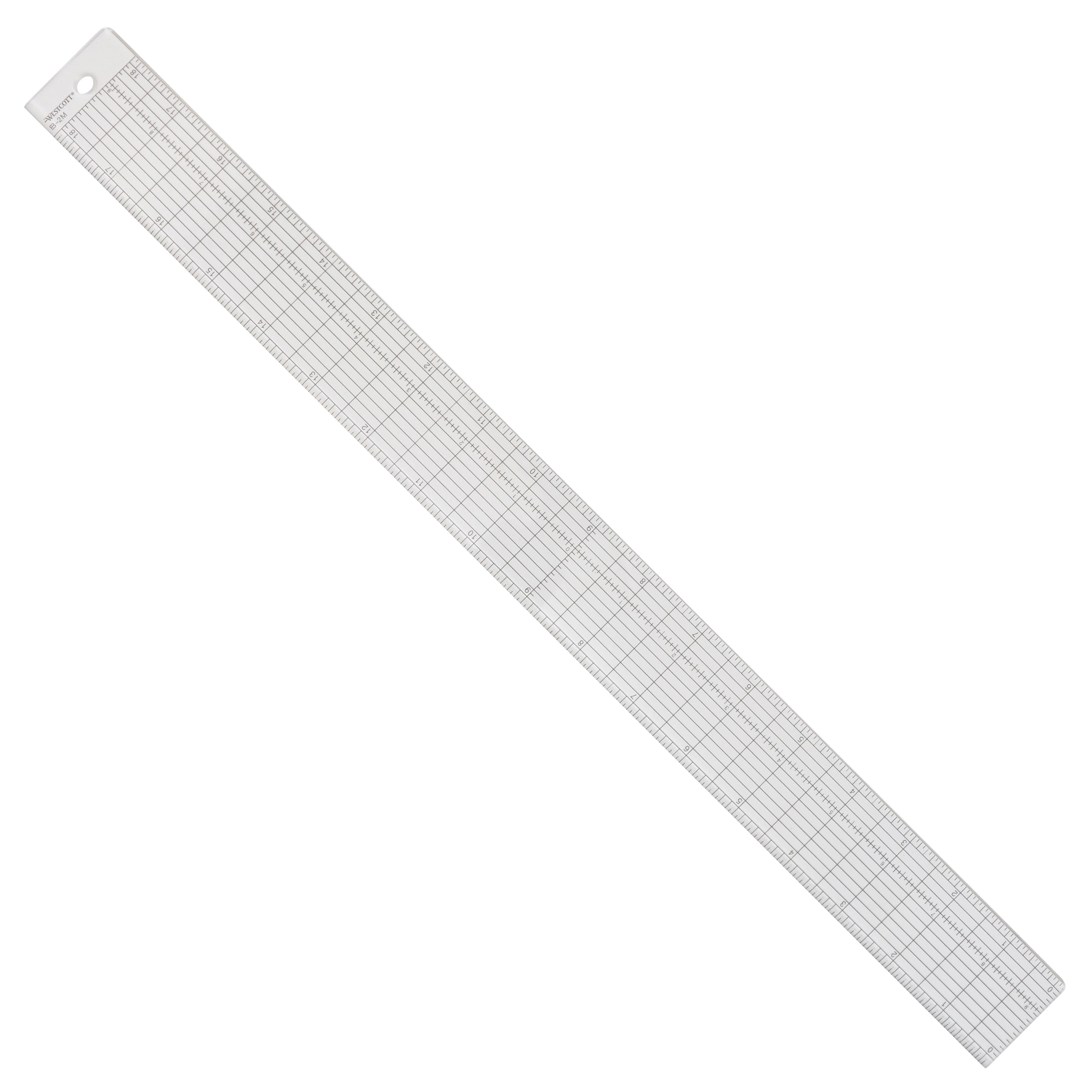 Westcott Grid Ruler with Metal Cutting Edge, 1.5 x 18.5", Transparent (B-2M)