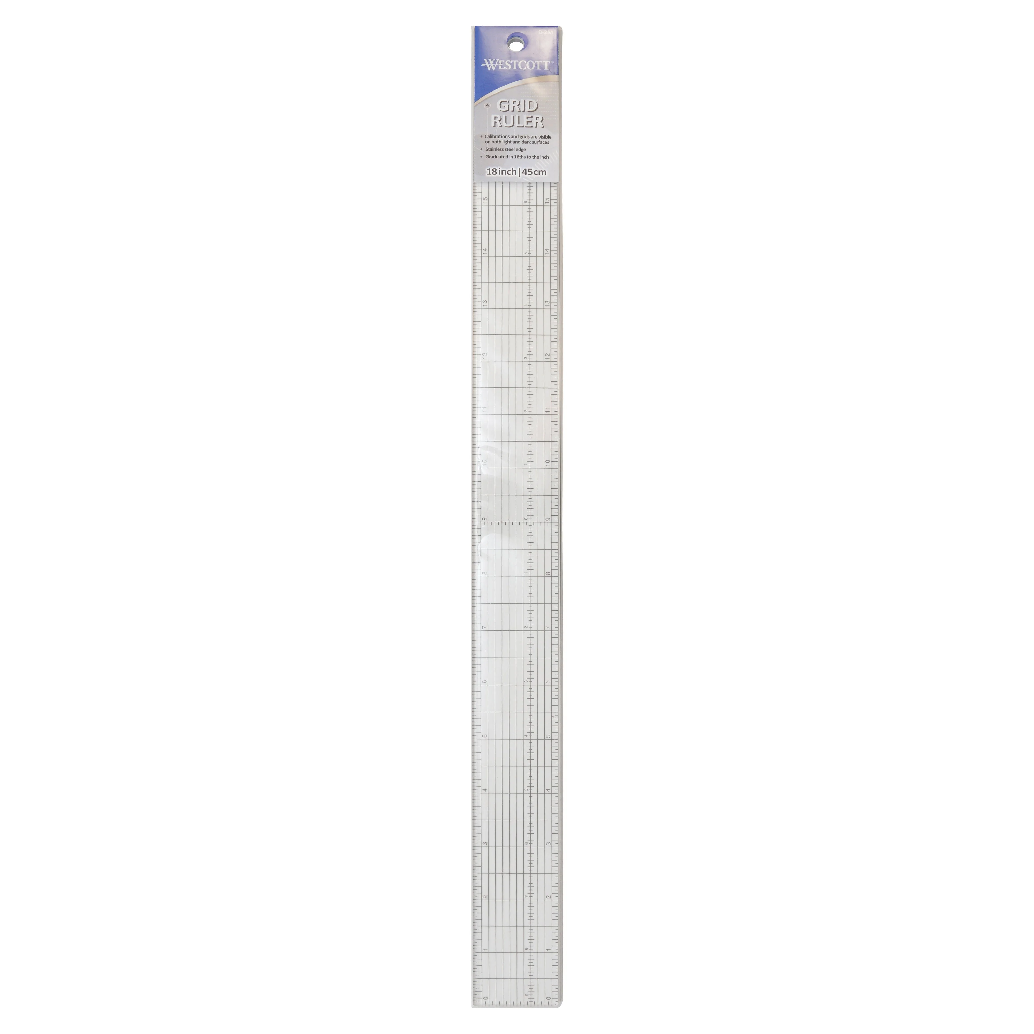 Westcott Grid Ruler with Metal Cutting Edge, 1.5 x 18.5", Transparent (B-2M) - Image 2