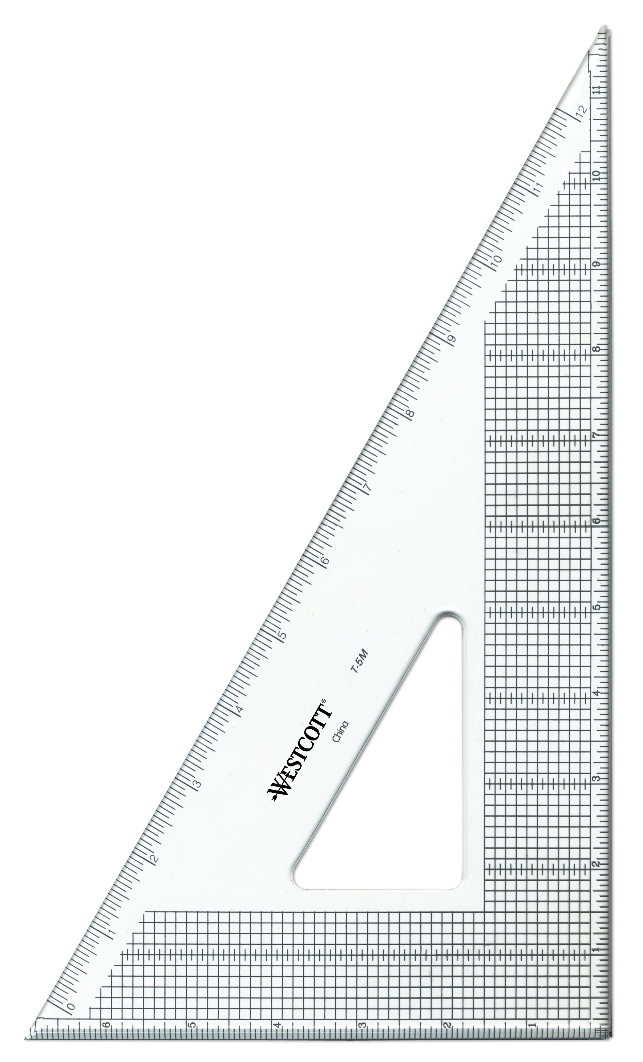 Westcott Grid Triangle, 12", 30/60 Degree, Transparent (T-5M)