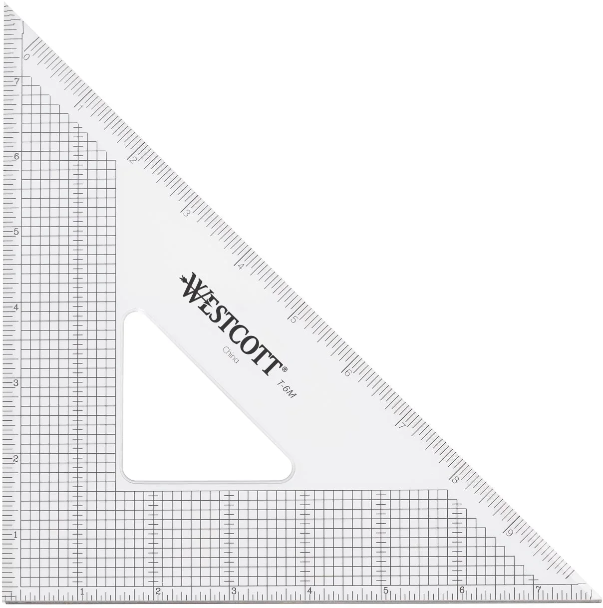 Westcott Grid Triangle, 8", 45/90 Degree, Transparent (T-6M)