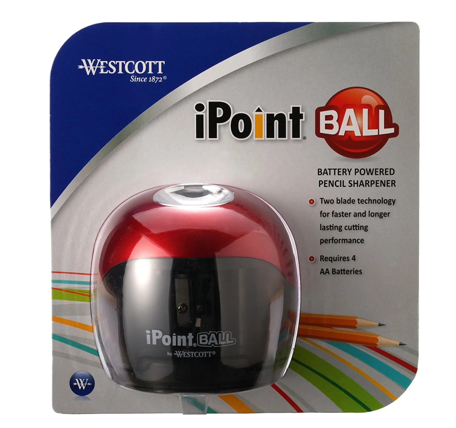 Westcott iPoint Ball Pencil Sharpener, Red/Black (15570) - Image 3