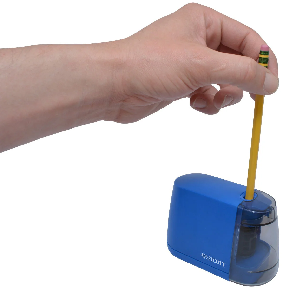 Westcott iPoint Duo™ Dual-Powered Battery/Electric Pencil Sharpener, Blue (17813) - Image 5
