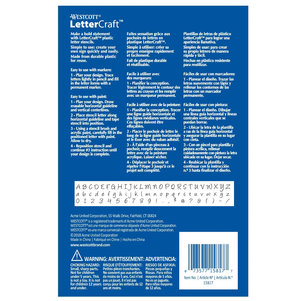 Westcott Letter Craft Lettering Stencil, Angelina Script, 3/4" & 1", Transparent (15817) - Image 2